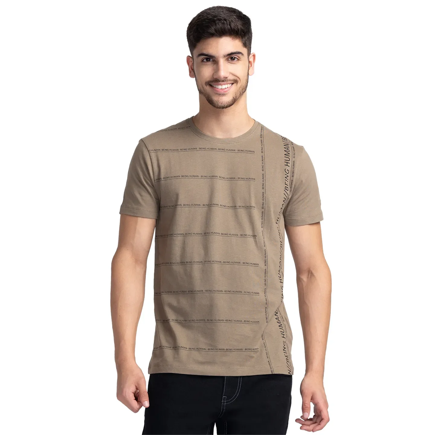 Grey Regular Fit Men's Short Sleeves T-Shirt by Being Human Clothing
