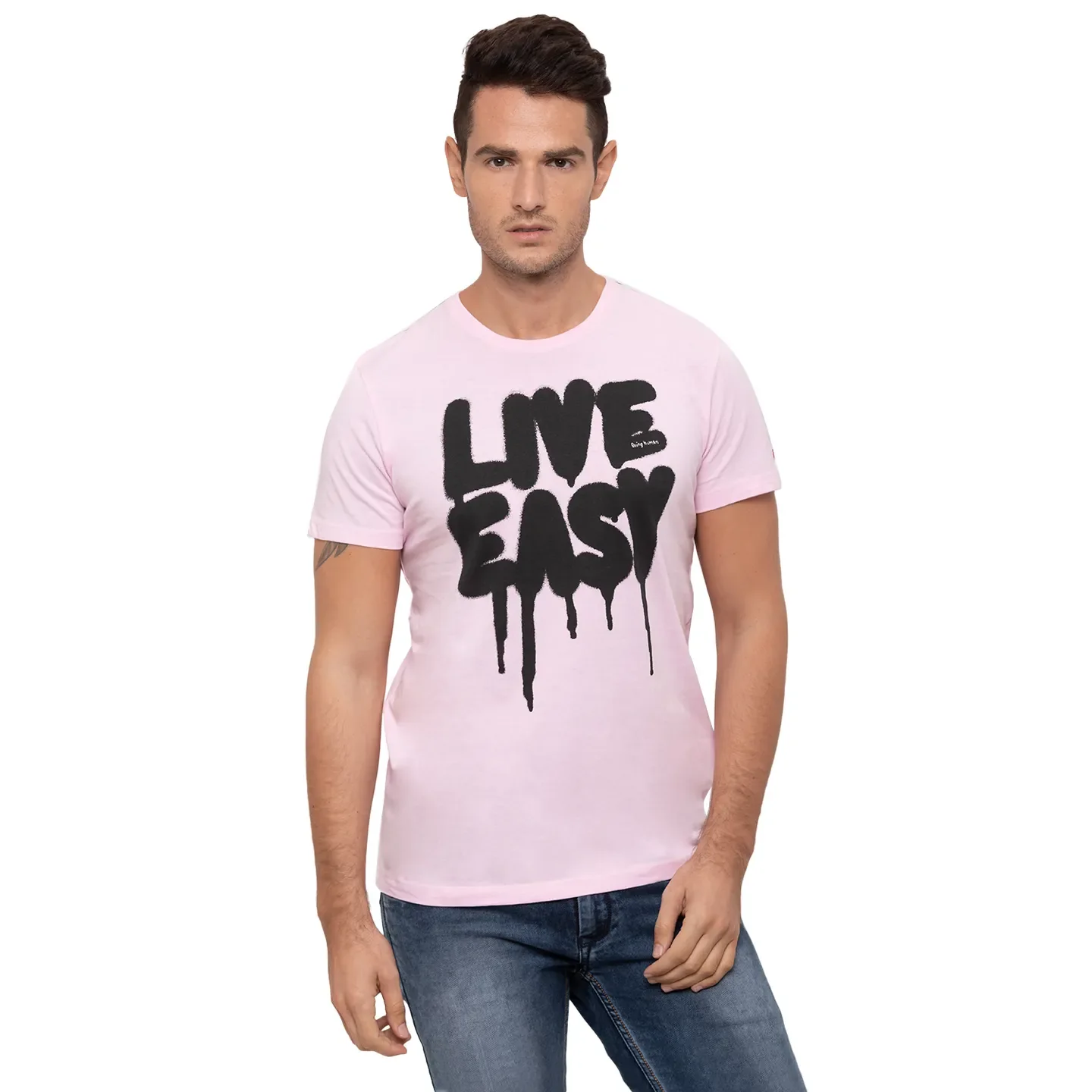 Pink Regular Fit Men's T-Shirt by Being Human Clothing