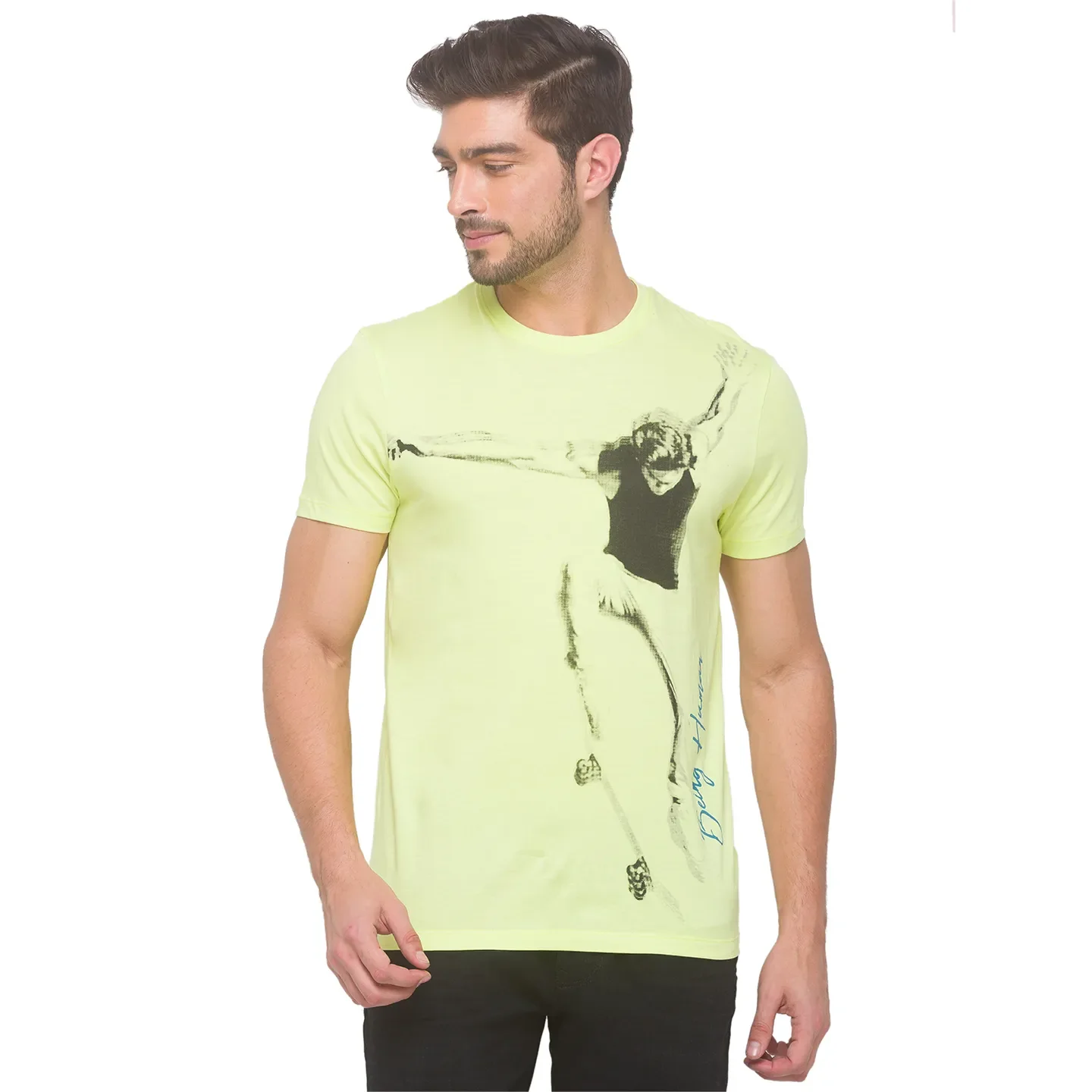 Wax Yellow Regular Fit Round Neck Men's T-Shirt by Being Human Clothing