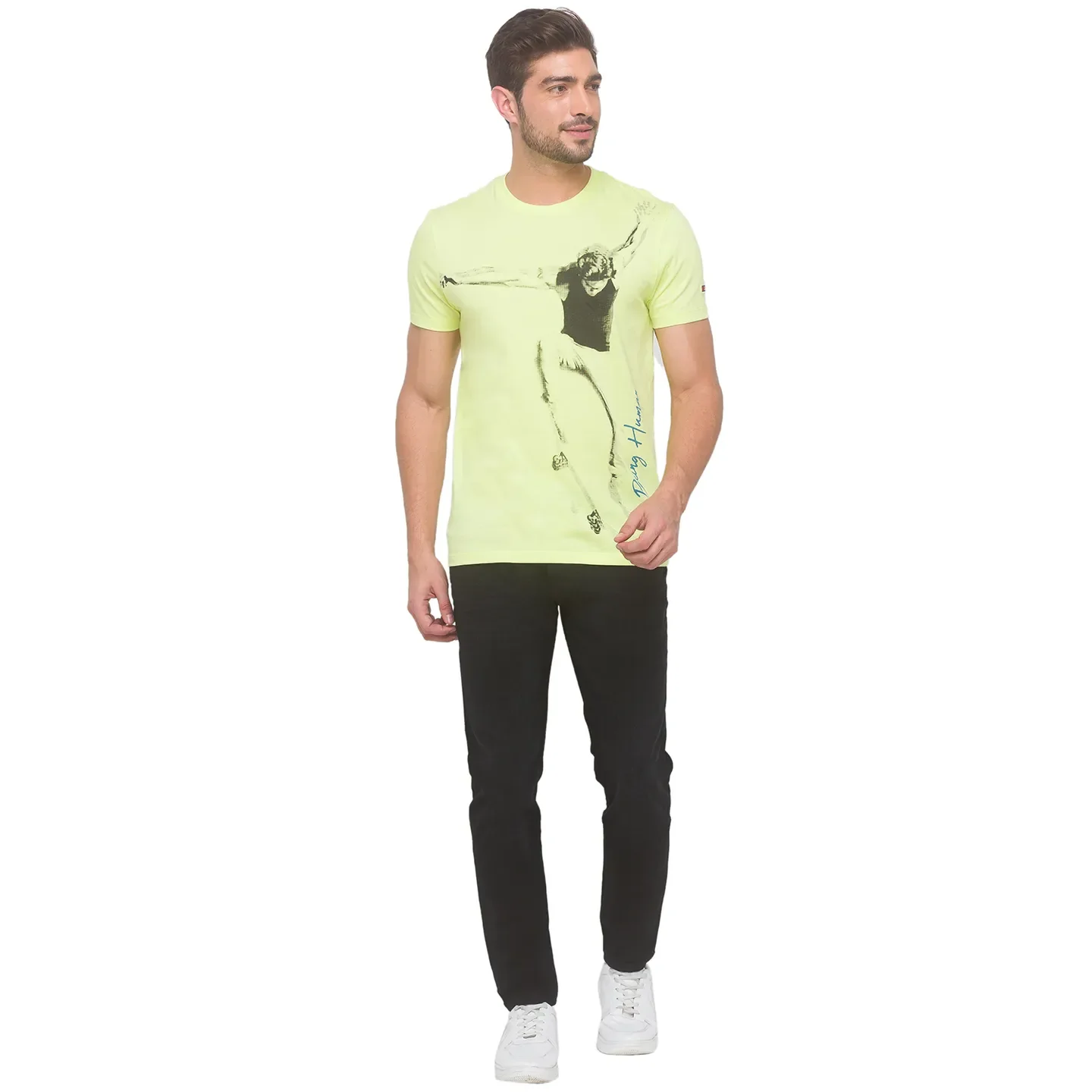 Wax Yellow Regular Fit Round Neck Men's T-Shirt by Being Human Clothing - Image 5
