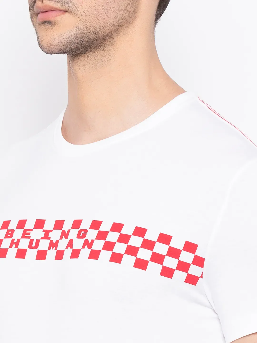 White Regular Fit Men's Short Sleeves T-Shirt by Being Human Clothing - Image 4