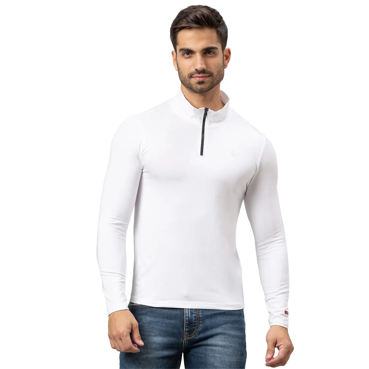 White Regular Fit Men's Long Sleeves T-Shirt by Being Human Clothing