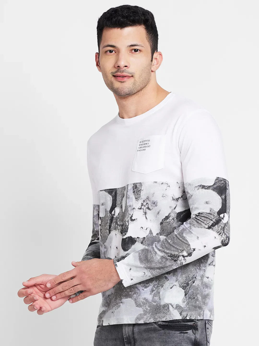 White Regular Fit Round Neck Men's T-Shirt by Being Human Clothing - Image 3