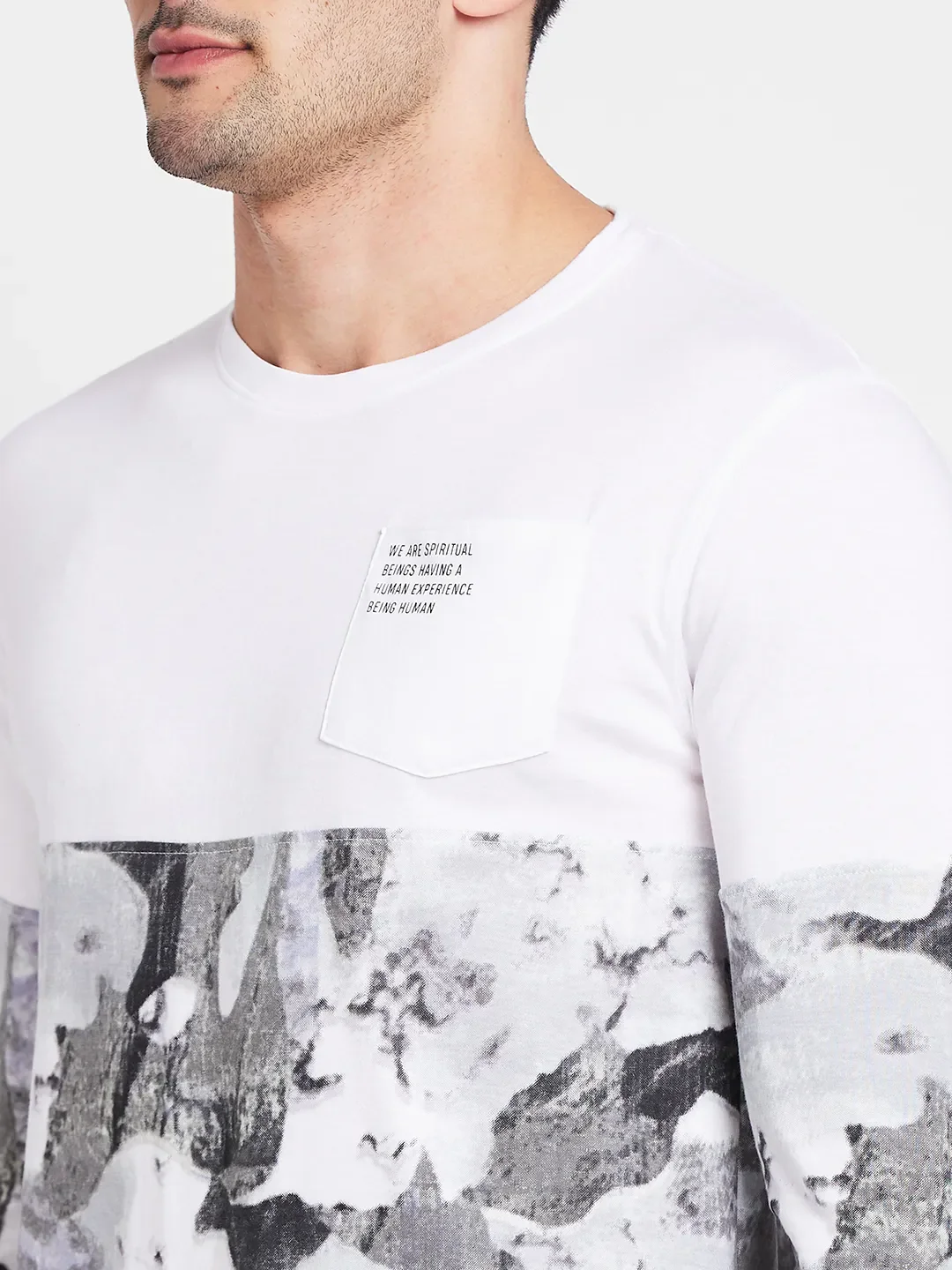 White Regular Fit Round Neck Men's T-Shirt by Being Human Clothing - Image 4