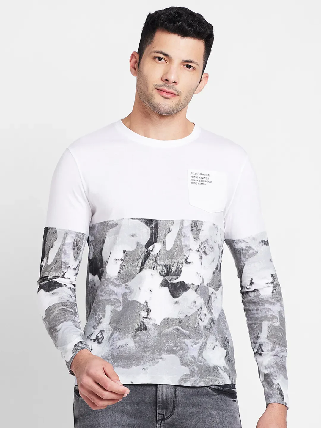White Regular Fit Round Neck Men's T-Shirt by Being Human Clothing - Image 6