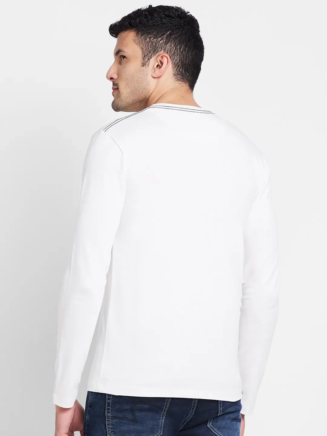 White Regular Fit Men's Long Sleeves T-Shirt by Being Human Clothing - Image 5