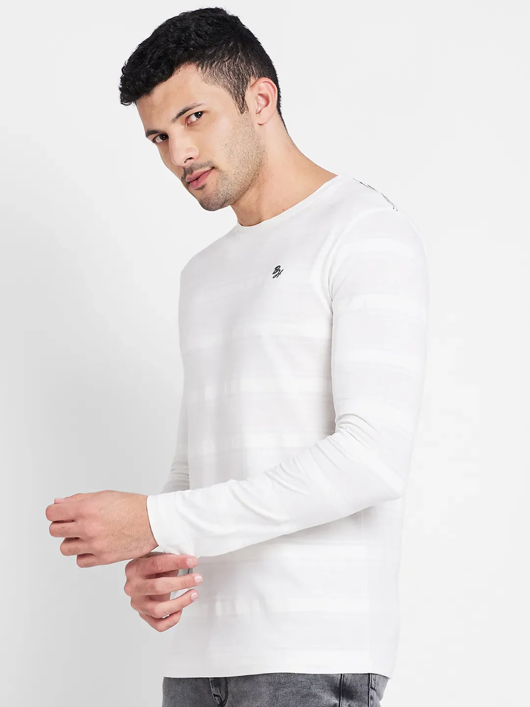 White Regular Fit Round Neck Men's T-Shirt by Being Human Clothing - Image 3