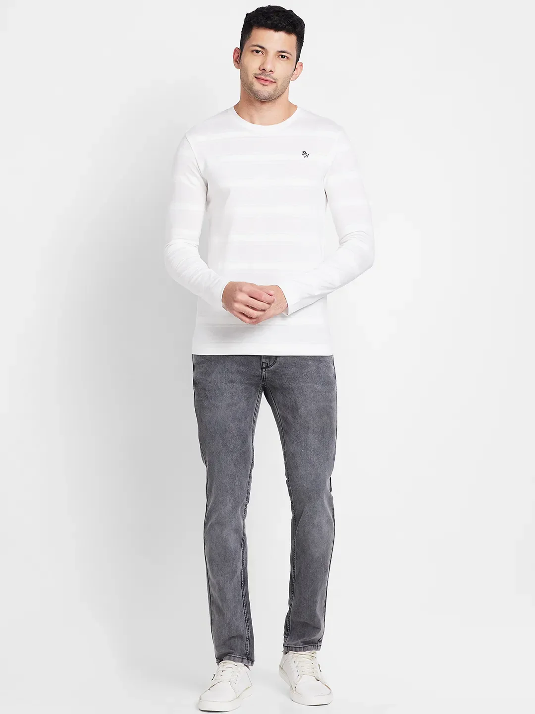 White Regular Fit Round Neck Men's T-Shirt by Being Human Clothing - Image 4