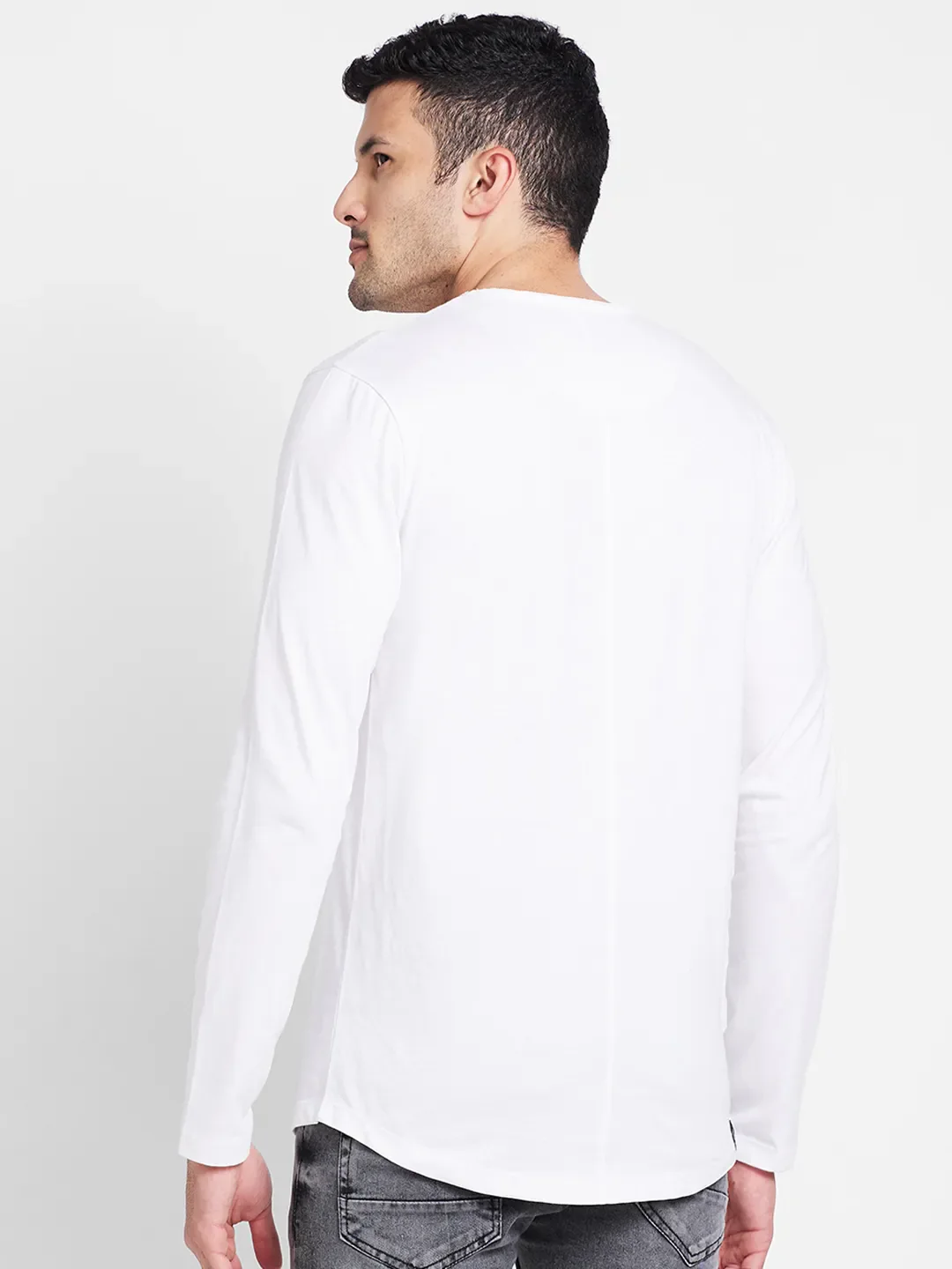 White Regular Fit Round Neck Men's T-Shirt by Being Human Clothing - Image 3