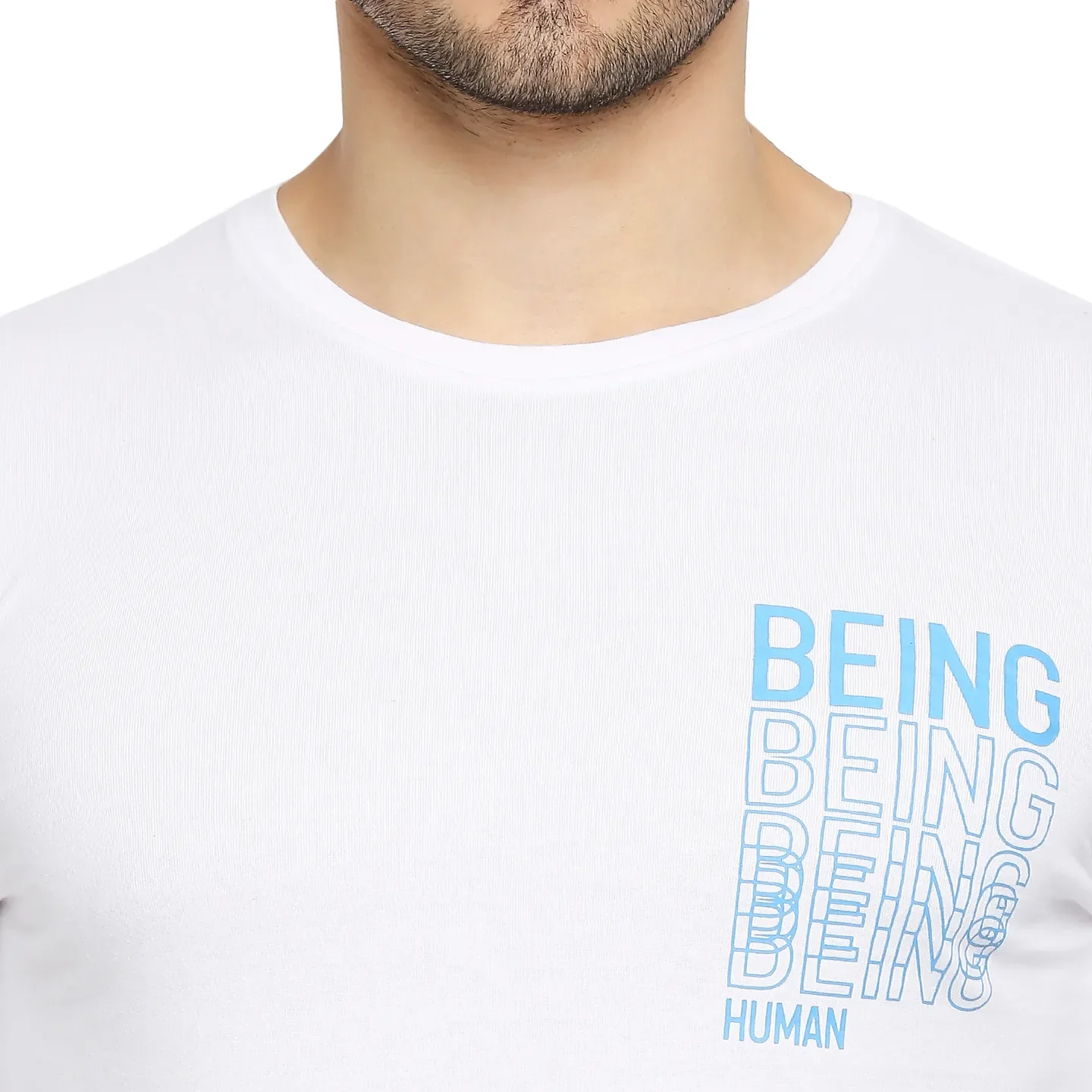 White Regular Fit Men's Long Sleeves T-Shirt by Being Human Clothing - Image 2
