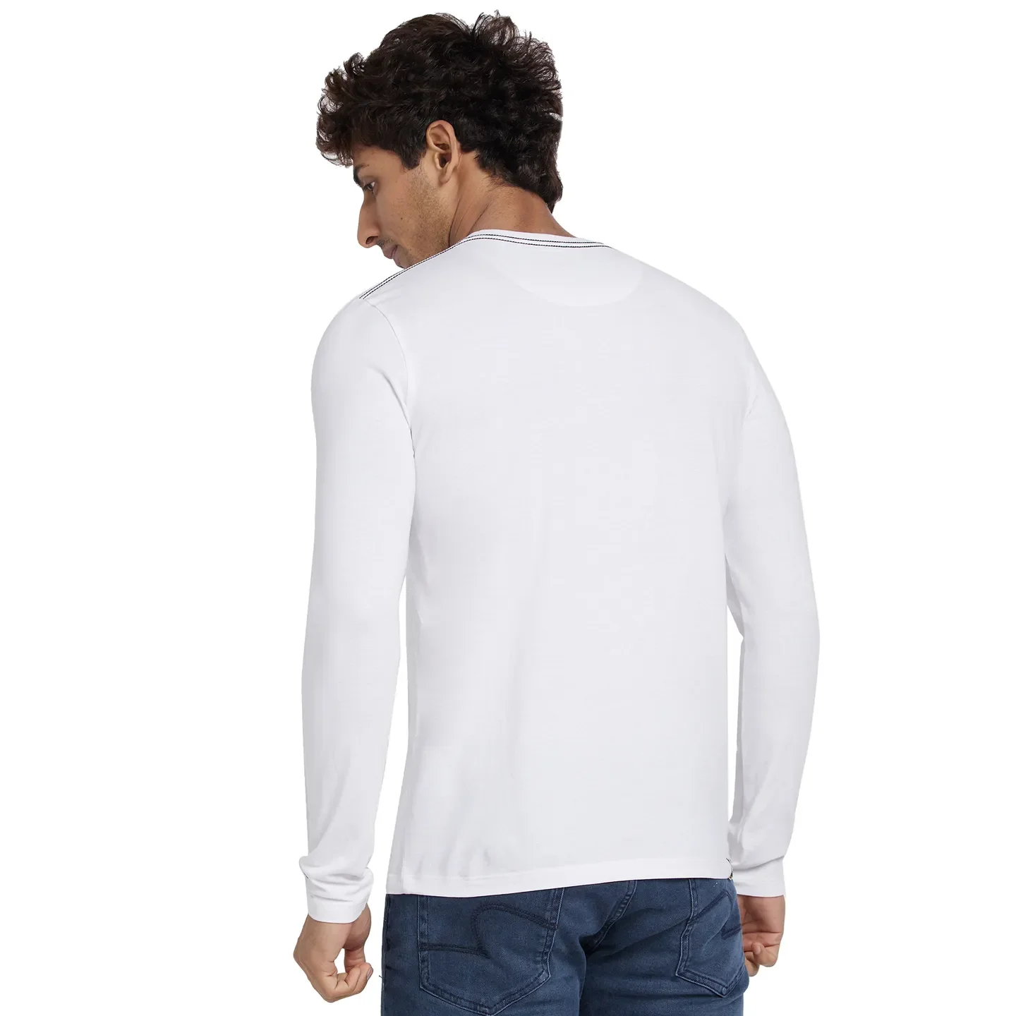 White Regular Fit Men's Long Sleeves T-Shirt by Being Human Clothing - Image 3