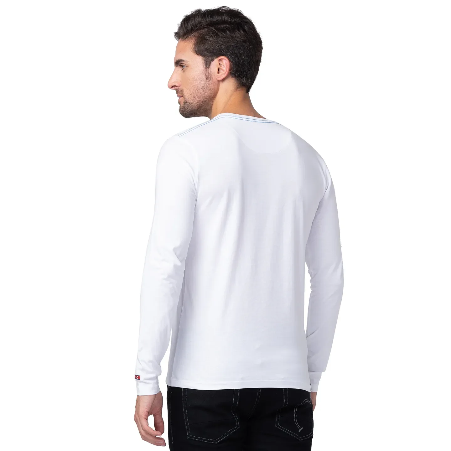 White Regular Fit Men's Long Sleeves T-Shirt by Being Human Clothing - Image 3