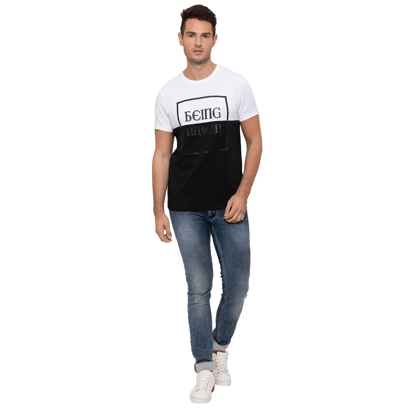 White Regular Fit Men's Short Sleeves T-Shirt by Being Human Clothing - Image 5