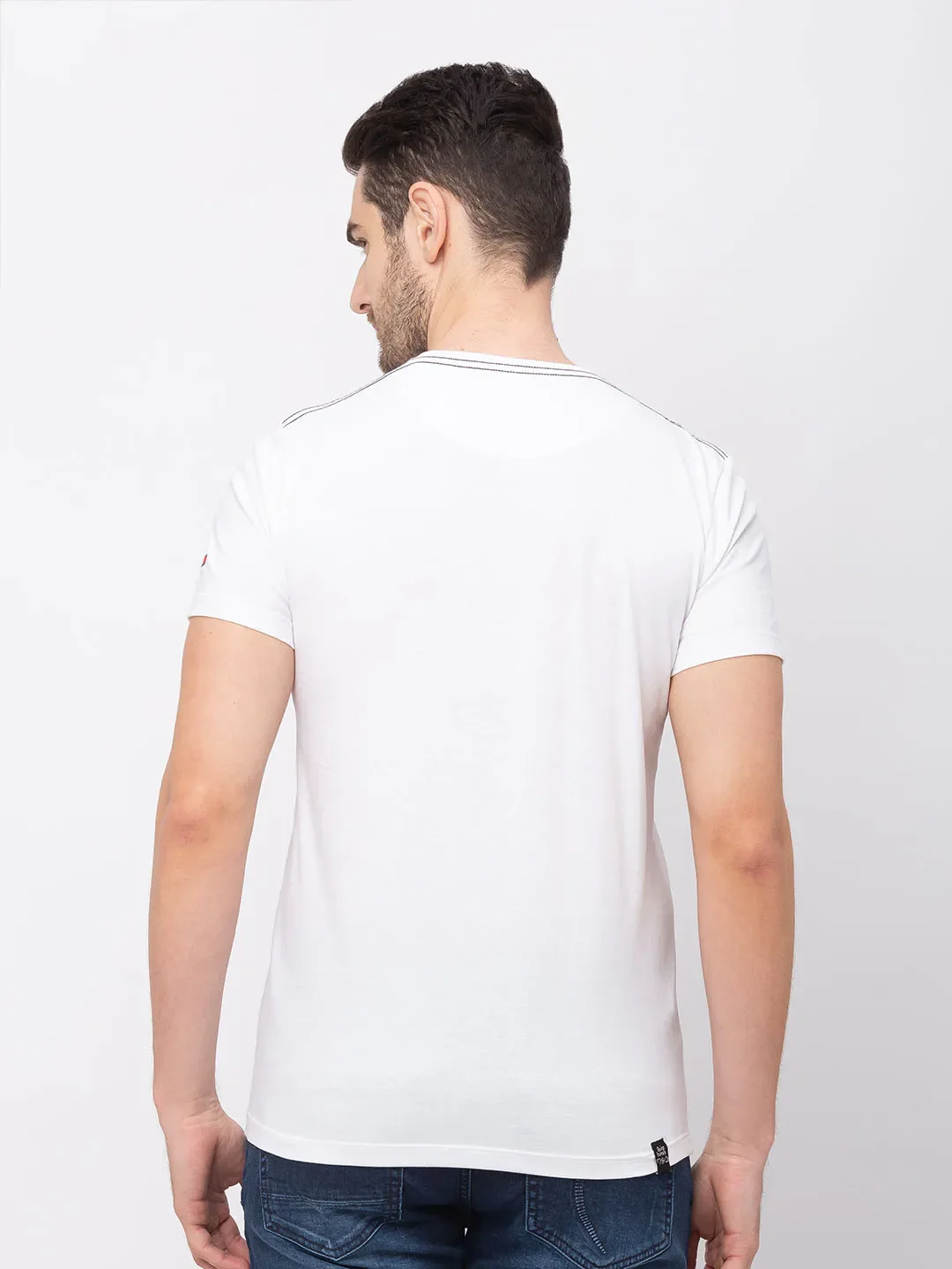 White Regular Fit Men's Short Sleeves T-Shirt by Being Human Clothing - Image 2