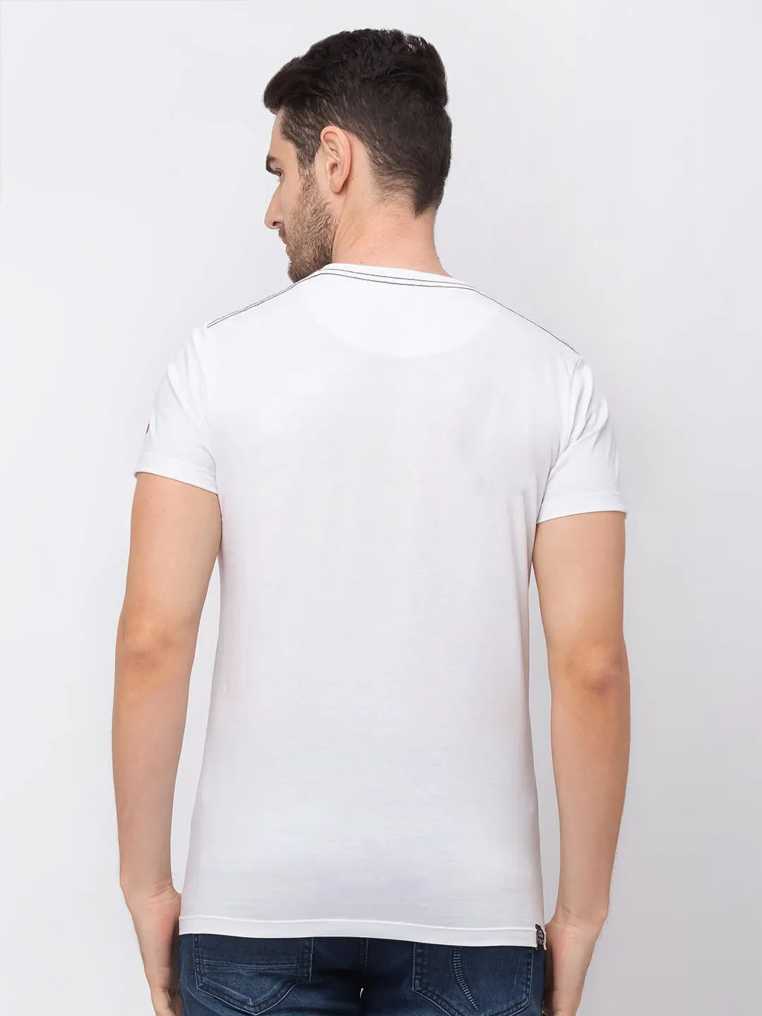 White Regular Fit Men's Short Sleeves T-Shirt by Being Human Clothing - Image 3