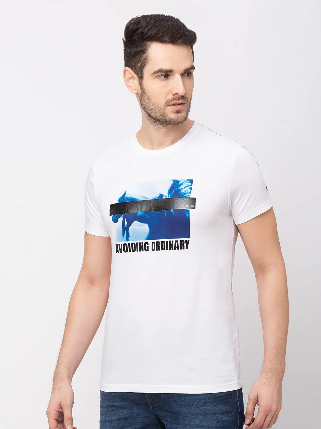 White Regular Fit Men's Short Sleeves T-Shirt by Being Human Clothing - Image 4