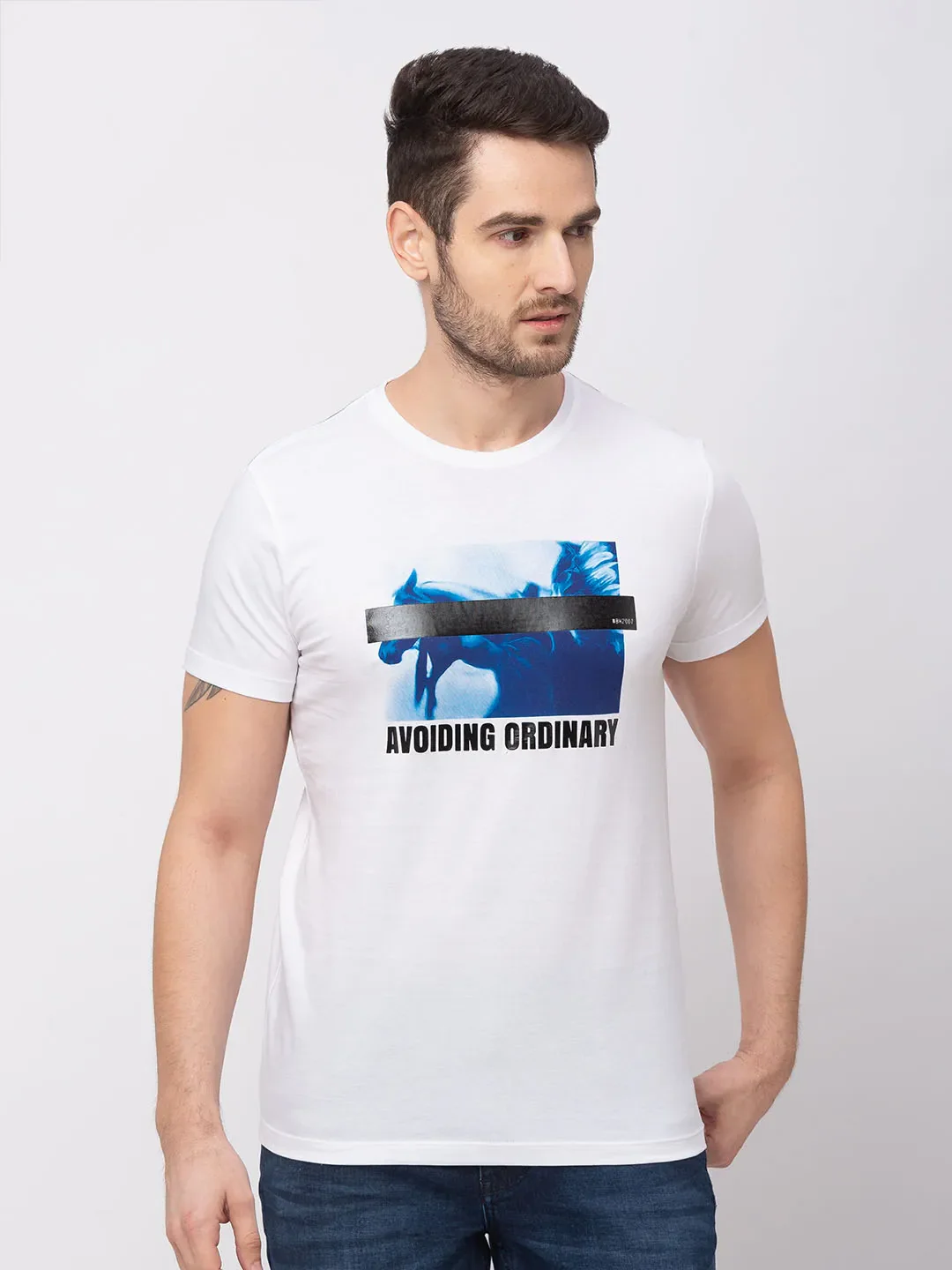 White Regular Fit Men's Short Sleeves T-Shirt by Being Human Clothing - Image 7