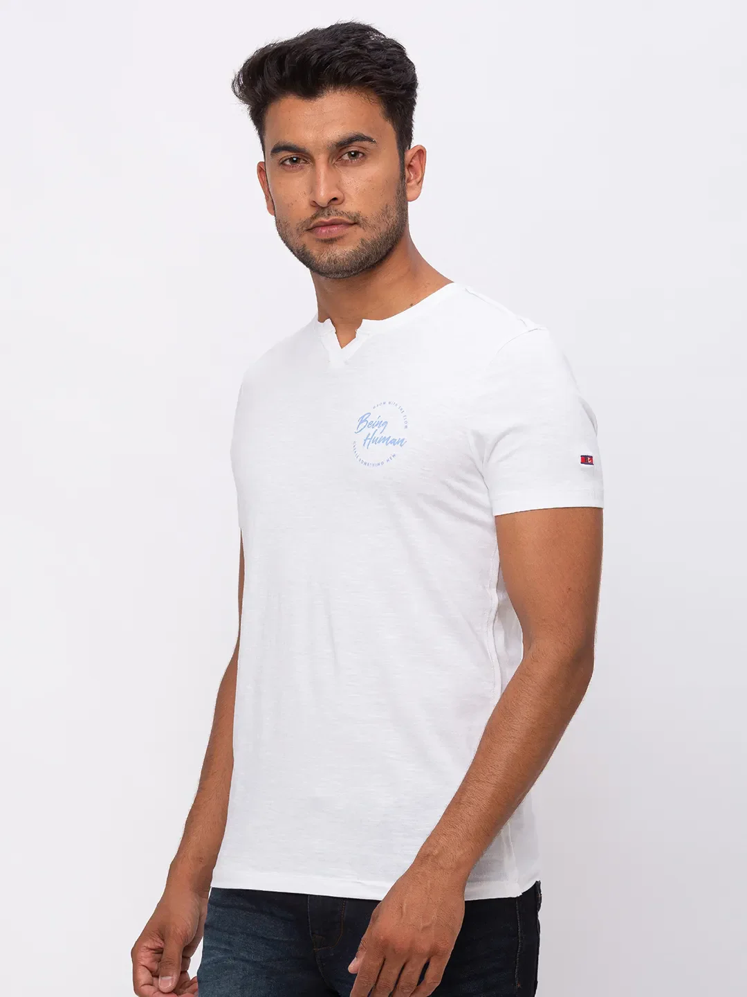 White Regular Fit Men's Short Sleeves T-Shirt by Being Human Clothing - Image 3