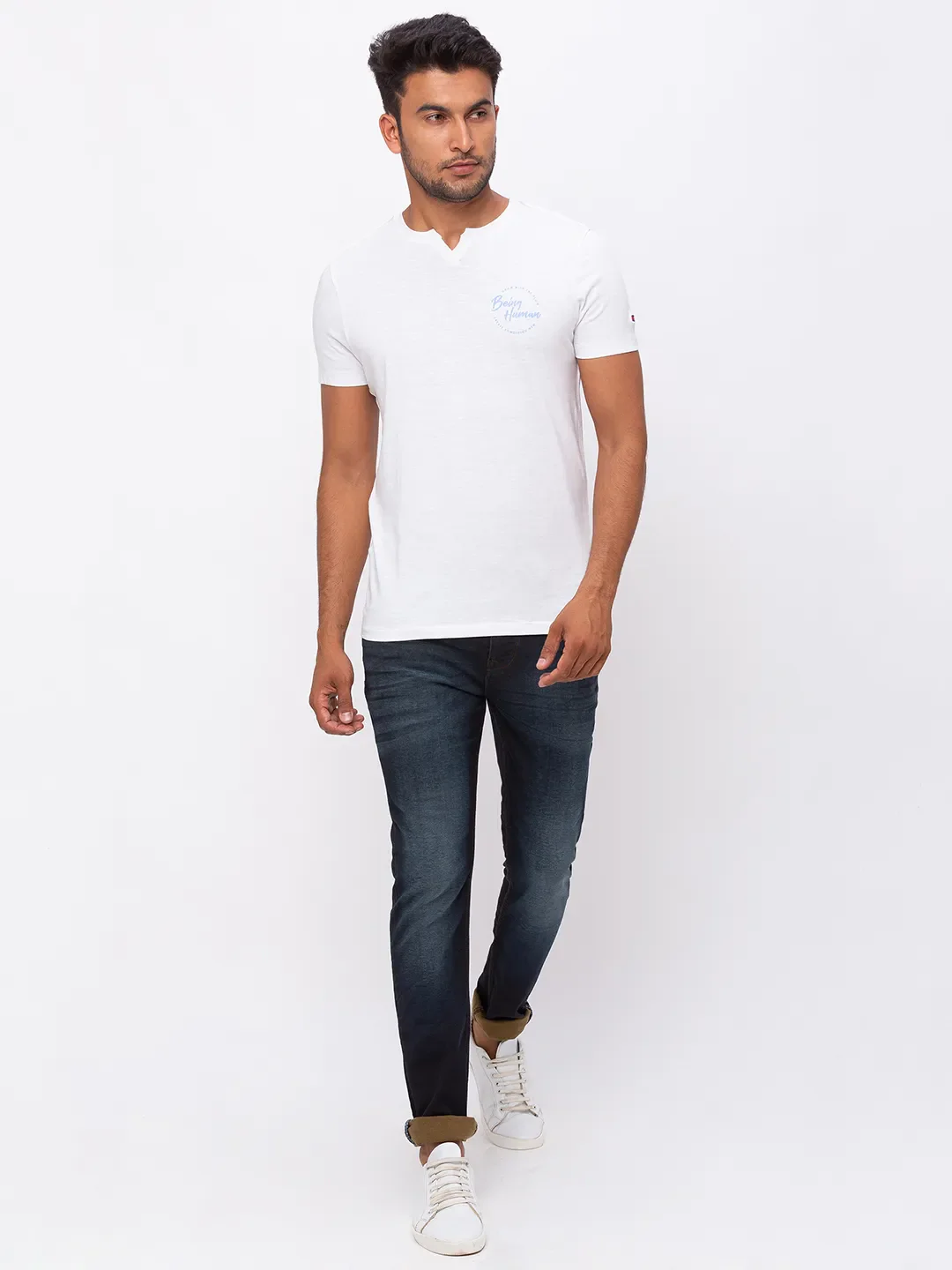 White Regular Fit Men's Short Sleeves T-Shirt by Being Human Clothing - Image 6