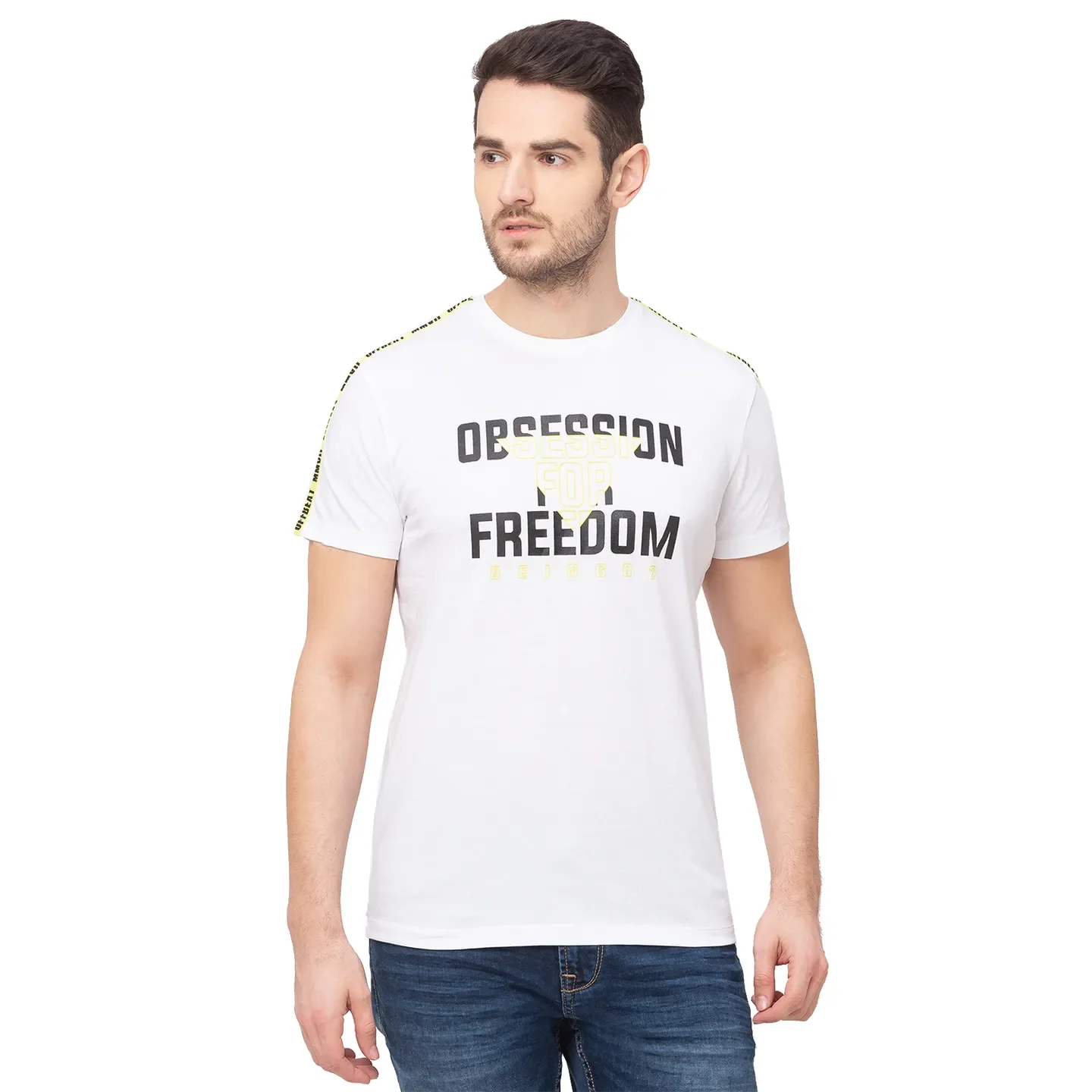 White Regular Fit Men's Short Sleeves T-Shirt by Being Human Clothing