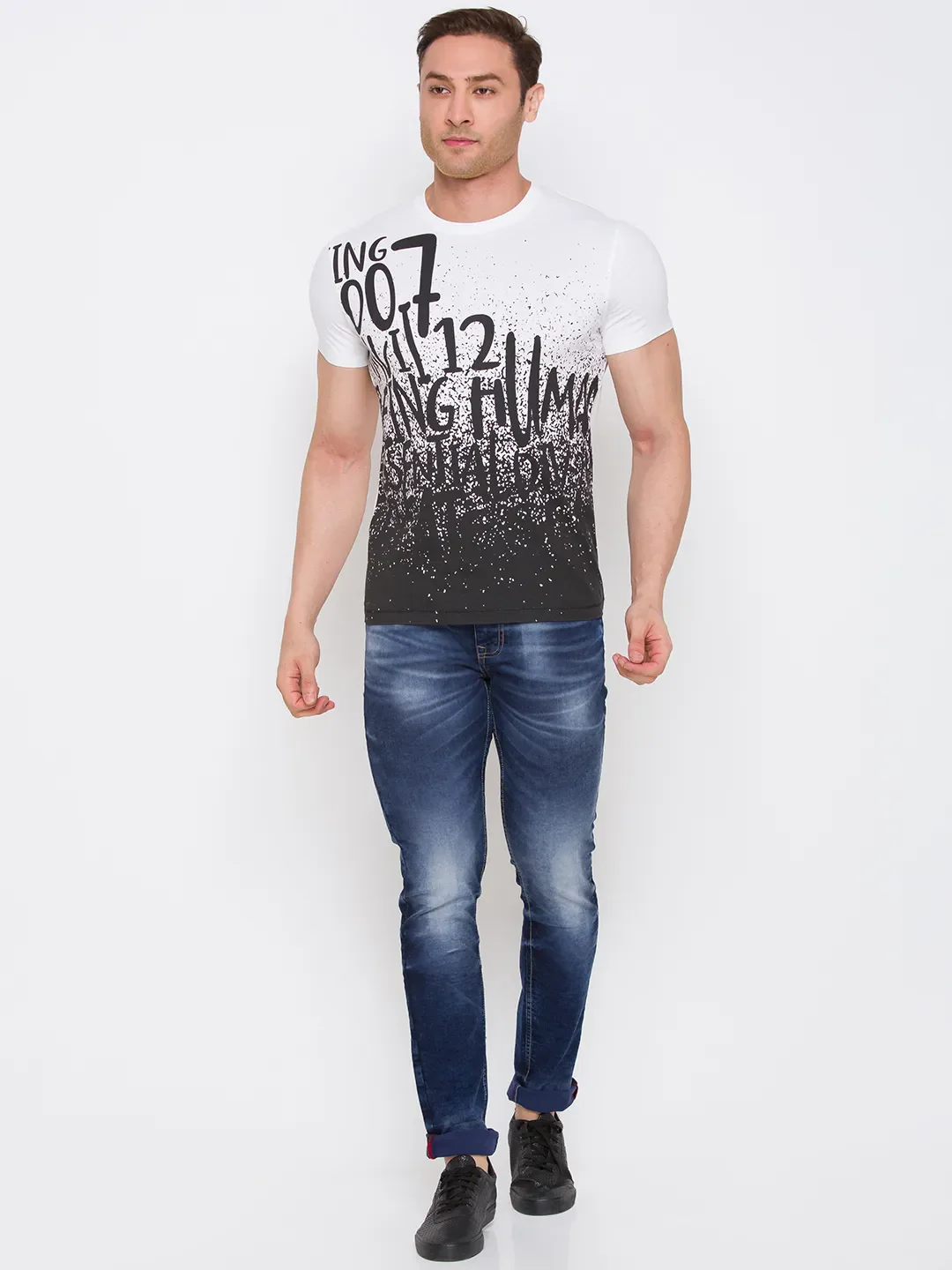 White Regular Fit Men's Short Sleeves T-Shirt by Being Human Clothing - Image 4