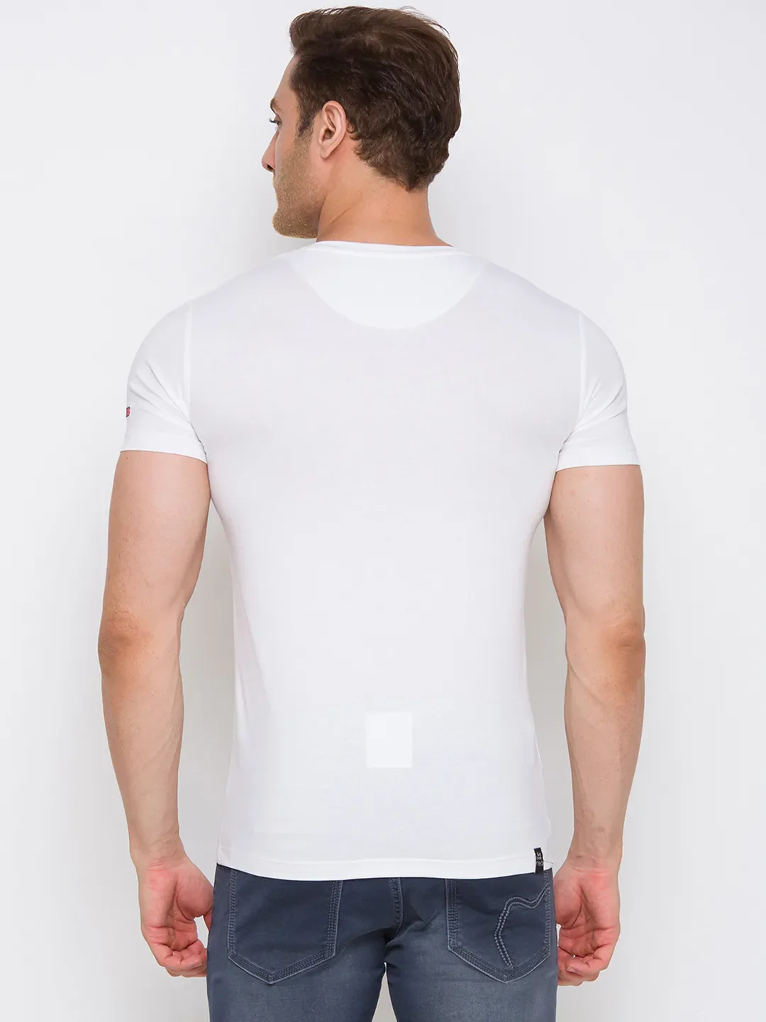 White Regular Fit Men's Short Sleeves T-Shirt by Being Human Clothing - Image 3