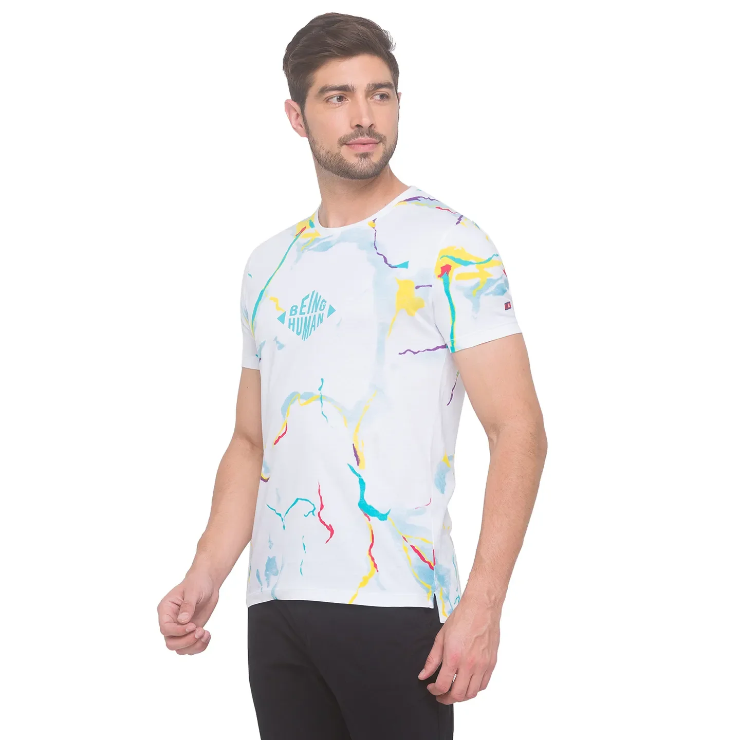 White Regular Fit Men's Short Sleeves T-Shirt by Being Human Clothing - Image 4