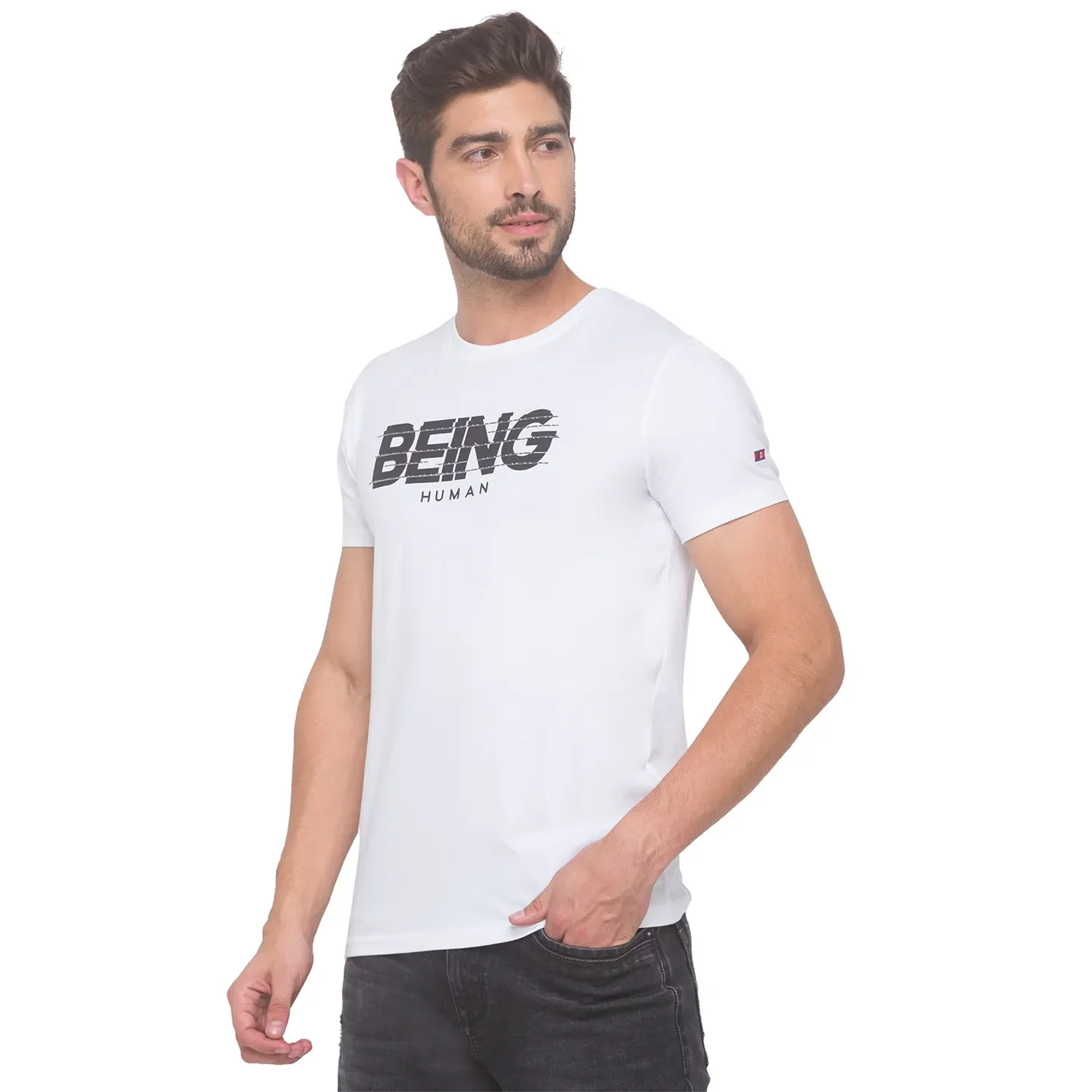 White Regular Fit Men's Short Sleeves T-Shirt by Being Human Clothing - Image 2