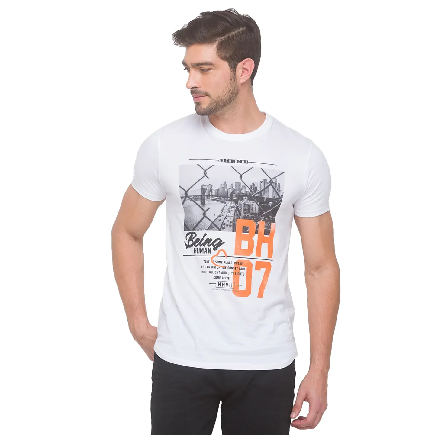 White Regular Fit Men's Short Sleeves T-Shirt by Being Human Clothing - Image 5