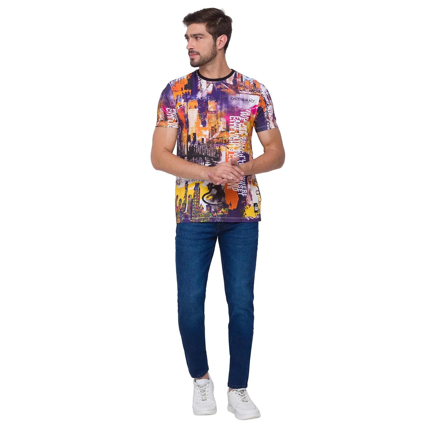 White Regular Fit Round Neck Men's T-Shirt by Being Human Clothing - Image 5