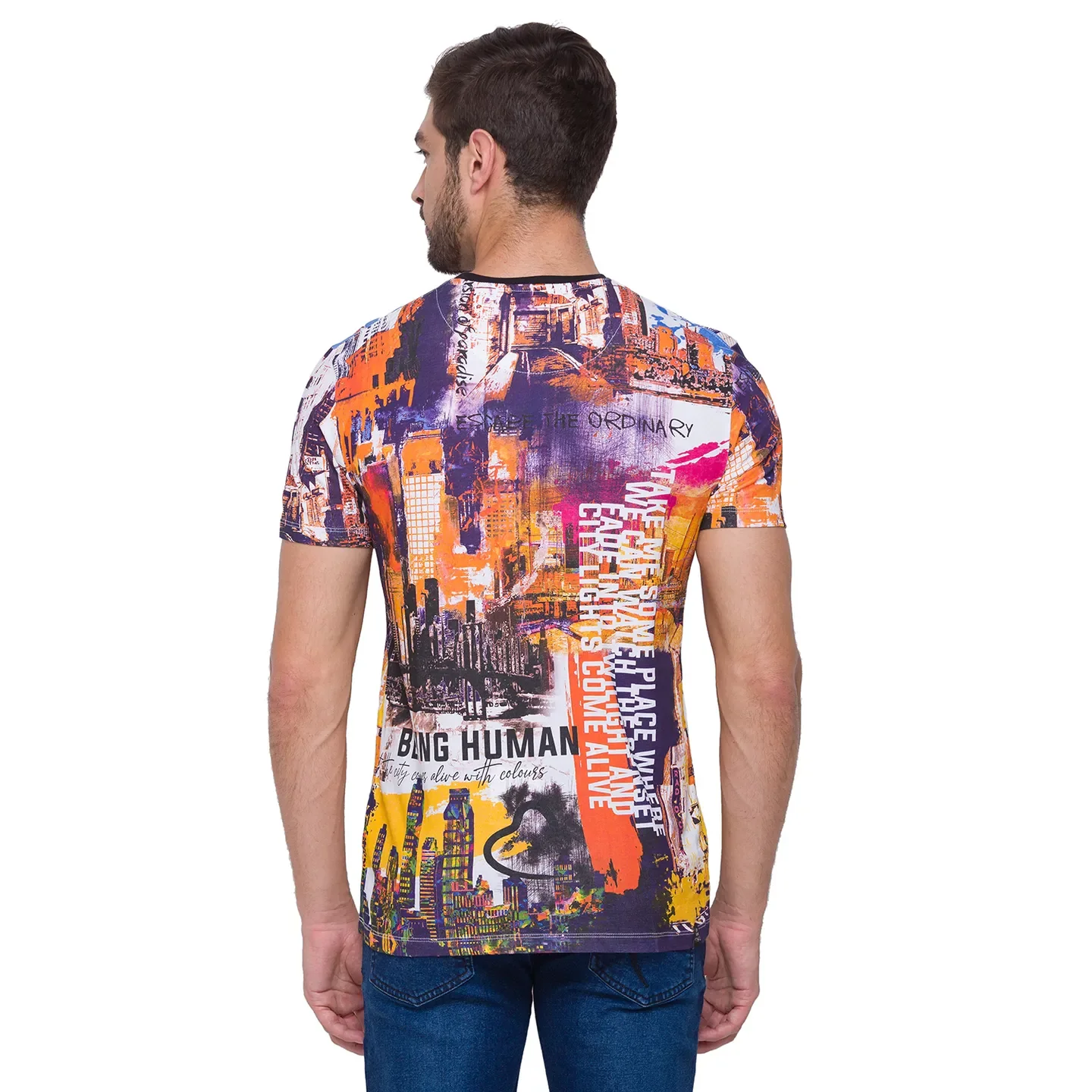 White Regular Fit Round Neck Men's T-Shirt by Being Human Clothing - Image 6