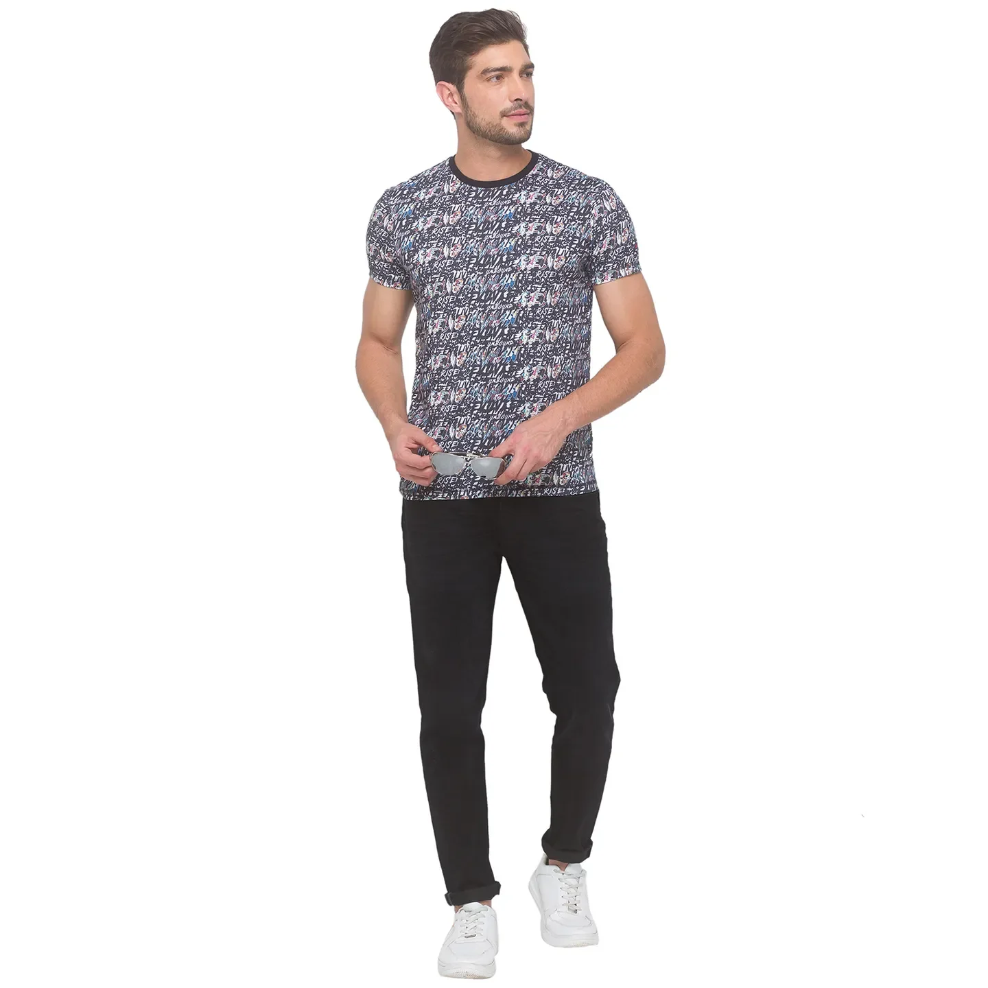 White Regular Fit Round Neck Men's T-Shirt by Being Human Clothing