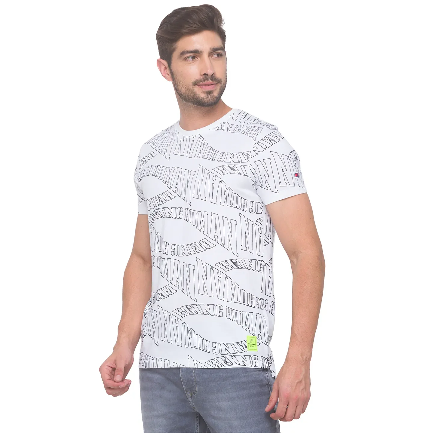White Regular Fit Round Neck Men's T-Shirt by Being Human Clothing - Image 2