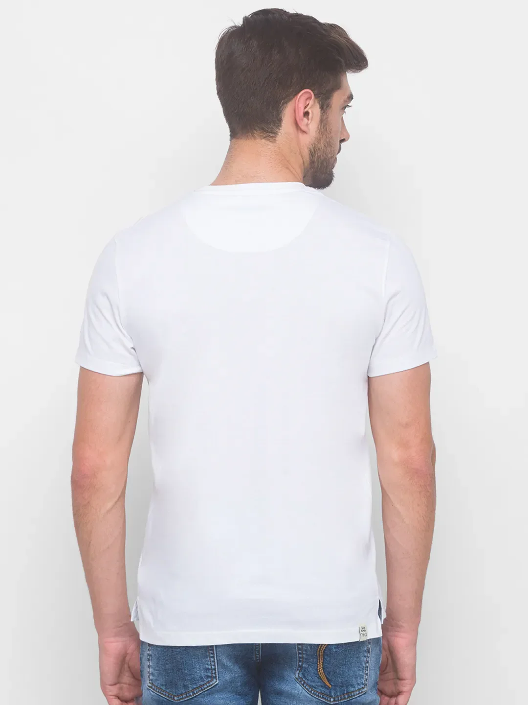 White Regular Fit Round Neck Men's T-Shirt by Being Human Clothing - Image 3