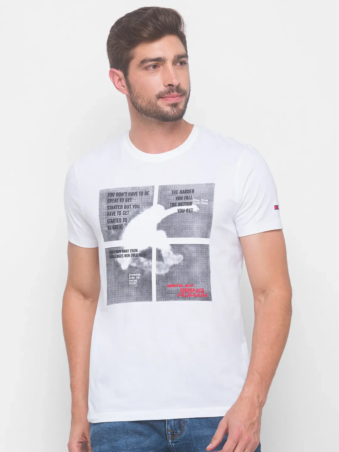 White Regular Fit Round Neck Men's T-Shirt by Being Human Clothing - Image 5