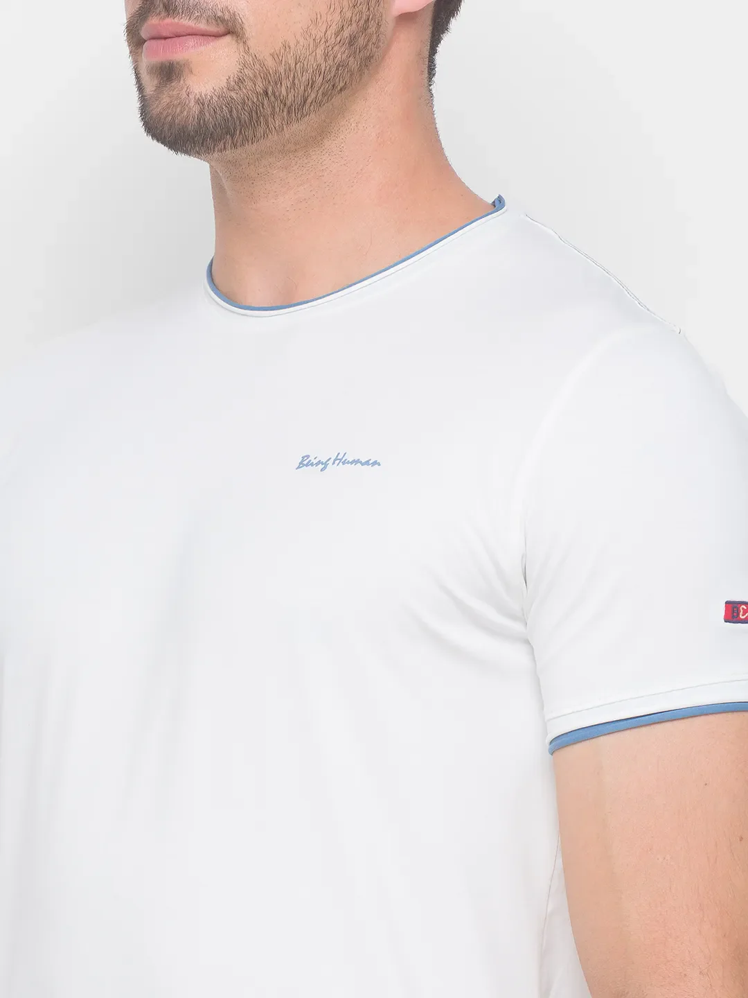 White Regular Fit Men's Short Sleeves T-Shirt by Being Human Clothing - Image 2