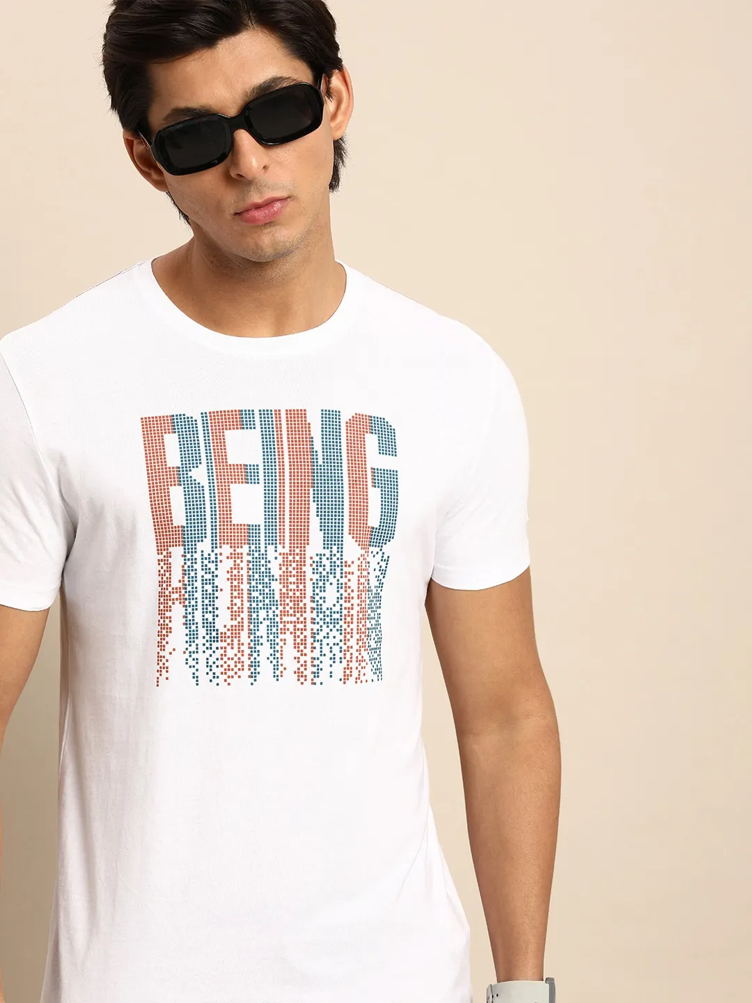 White Regular Fit Men's Short Sleeves T-Shirt by Being Human Clothing