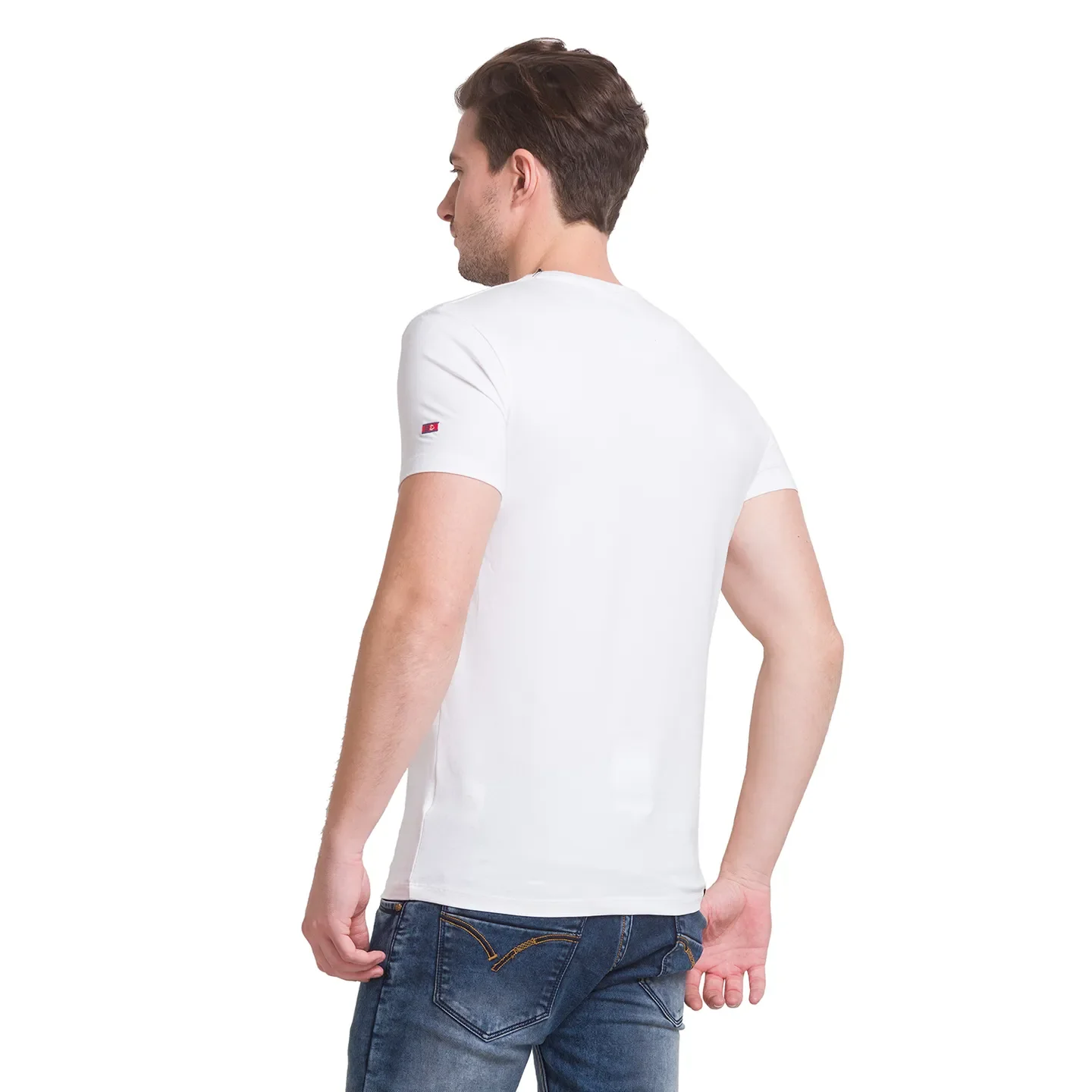 White Regular Fit Round Neck Men's T-Shirt by Being Human Clothing - Image 4