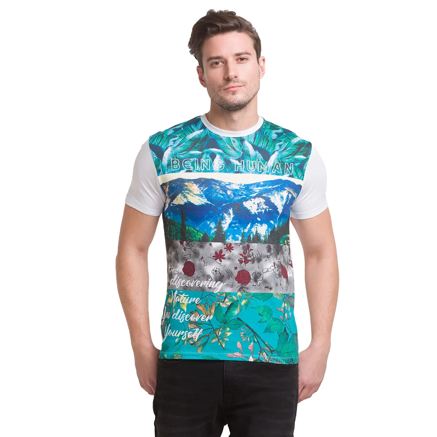 White Regular Fit Round Neck Men's T-Shirt by Being Human Clothing - Image 9