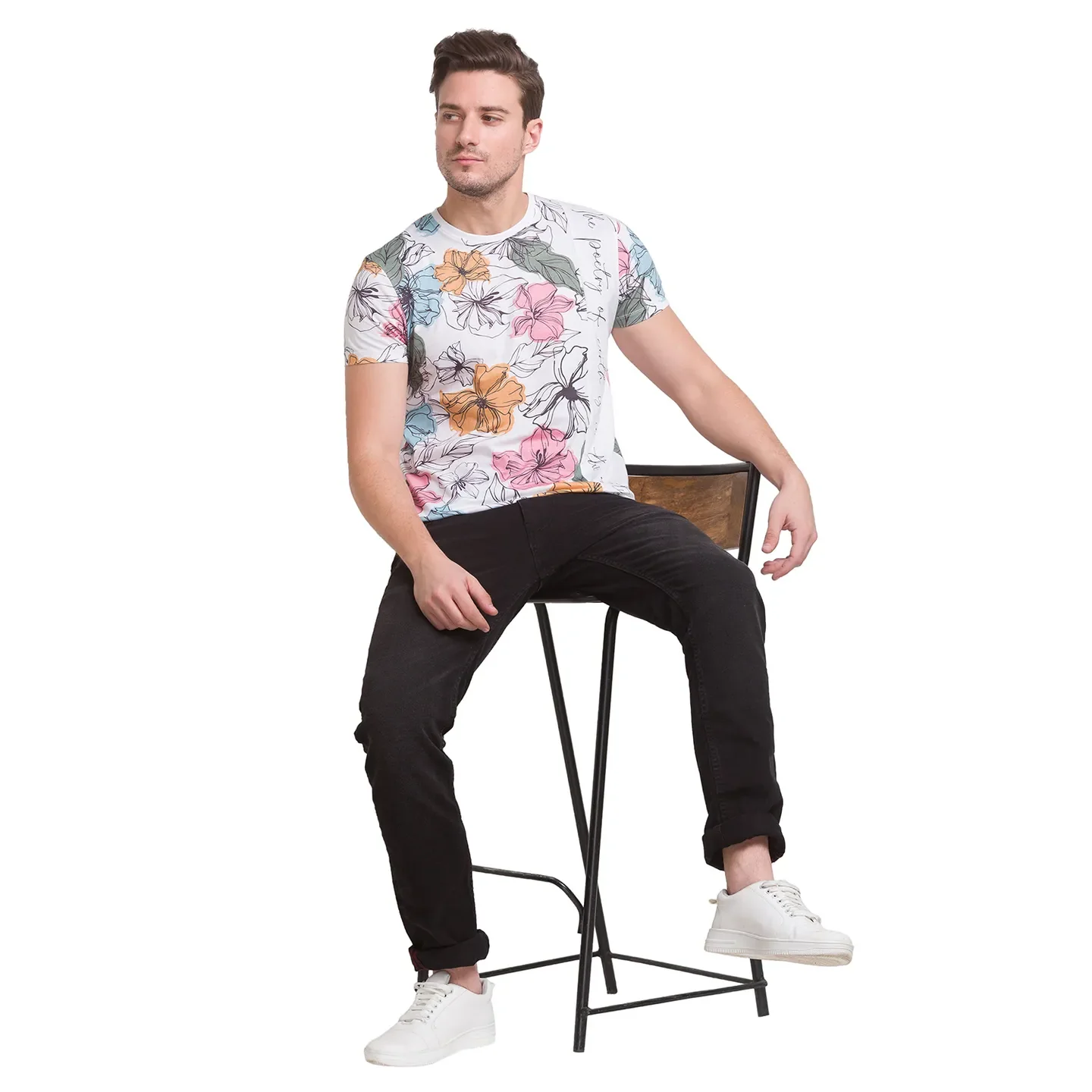 White Regular Fit Round Neck Men's T-Shirt by Being Human Clothing - Image 3