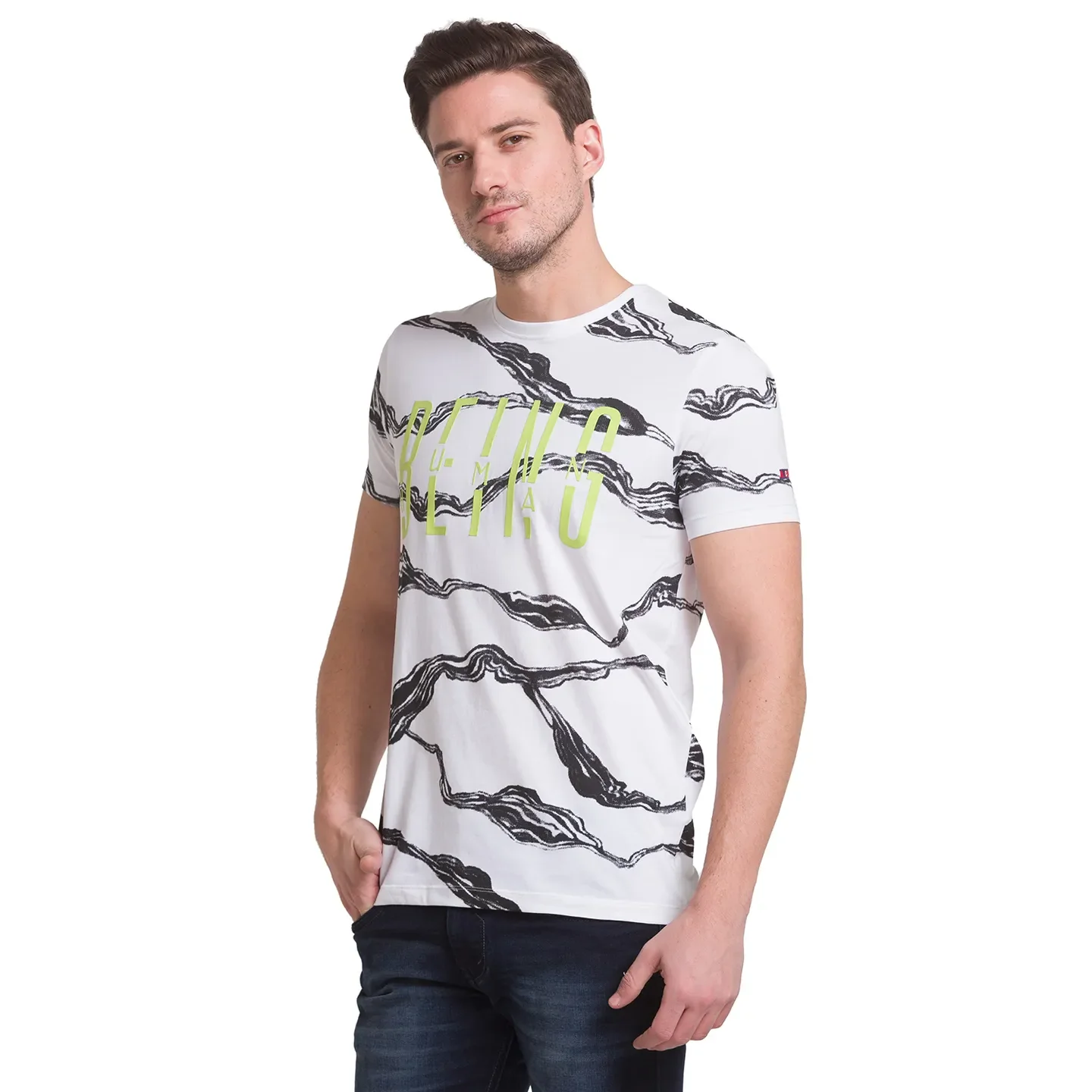 White Regular Fit Round Neck Men's T-Shirt by Being Human Clothing - Image 6
