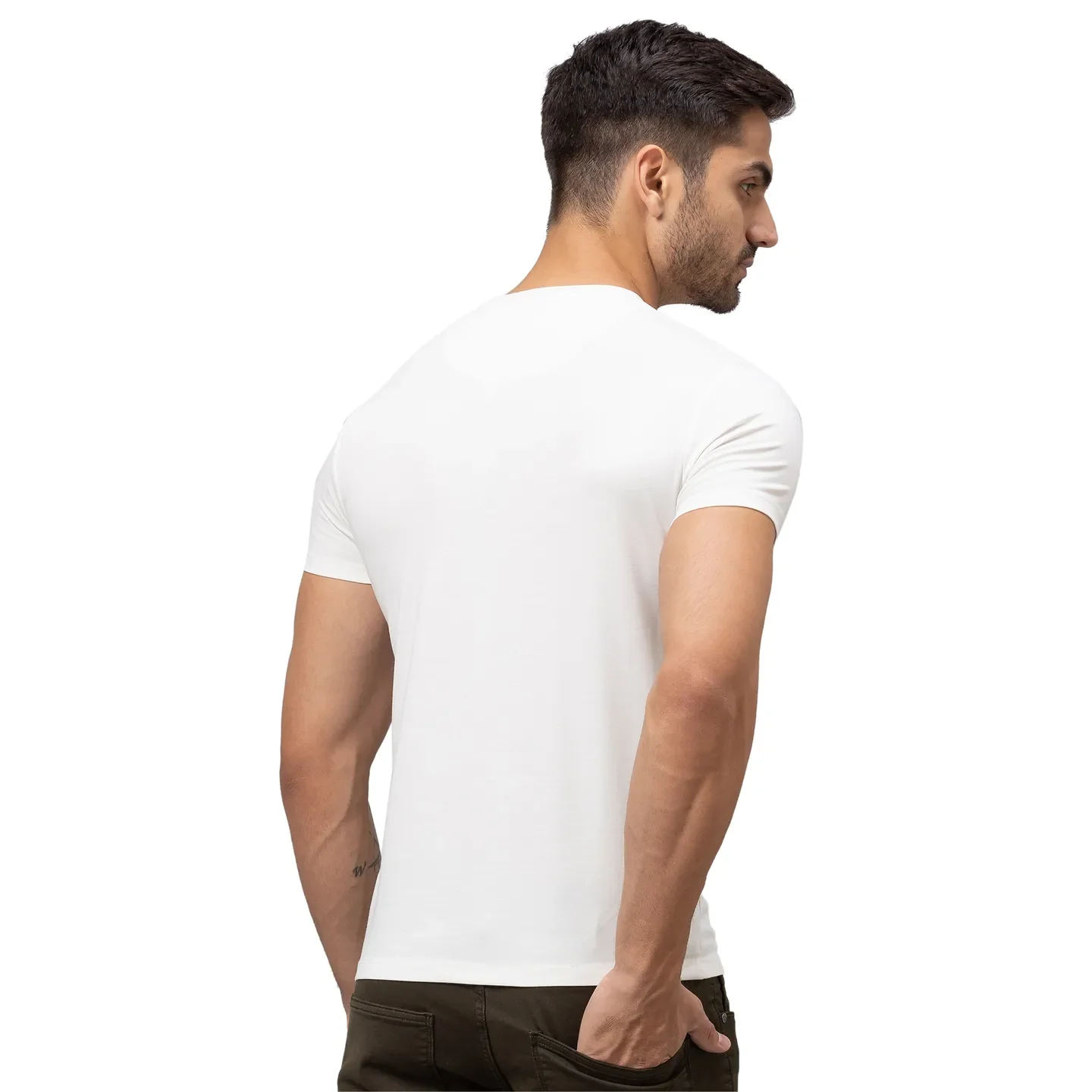White Regular Fit Men's Short Sleeves T-Shirt by Being Human Clothing - Image 3