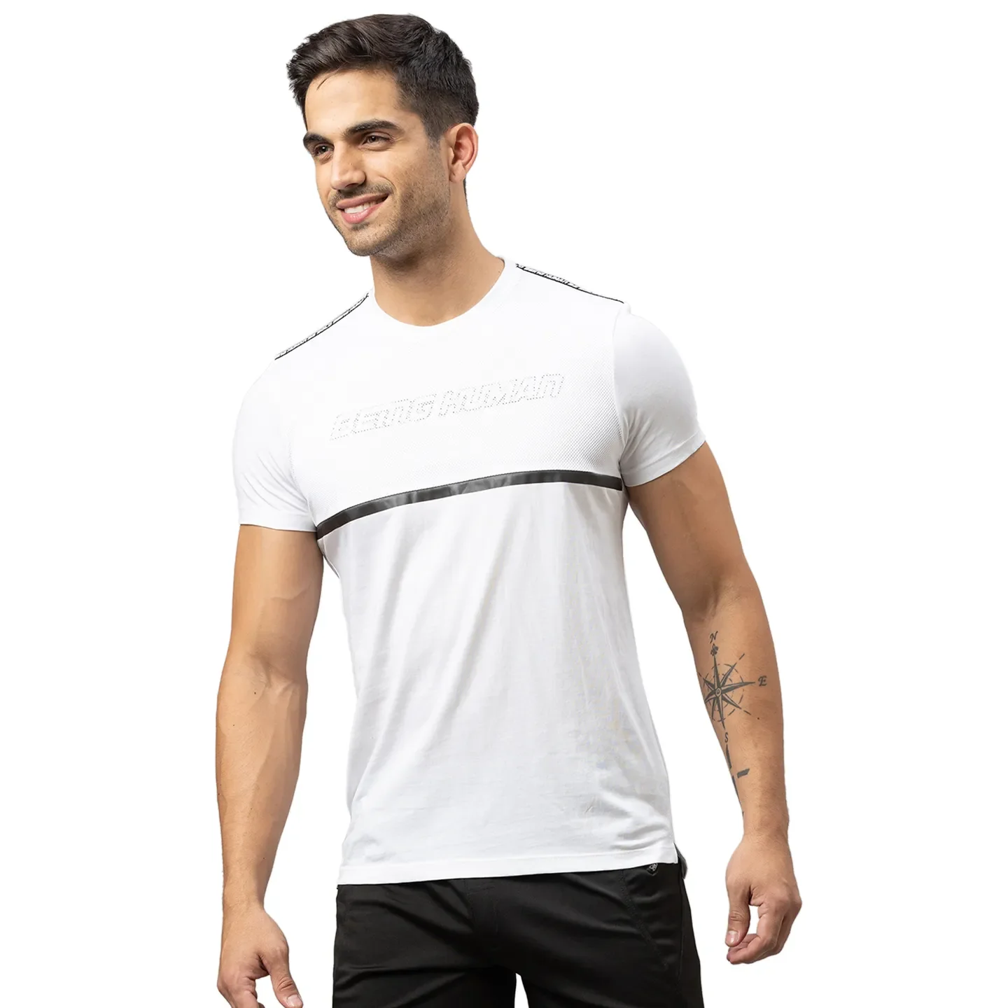 White Regular Fit Men's Short Sleeves T-Shirt by Being Human Clothing - Image 4