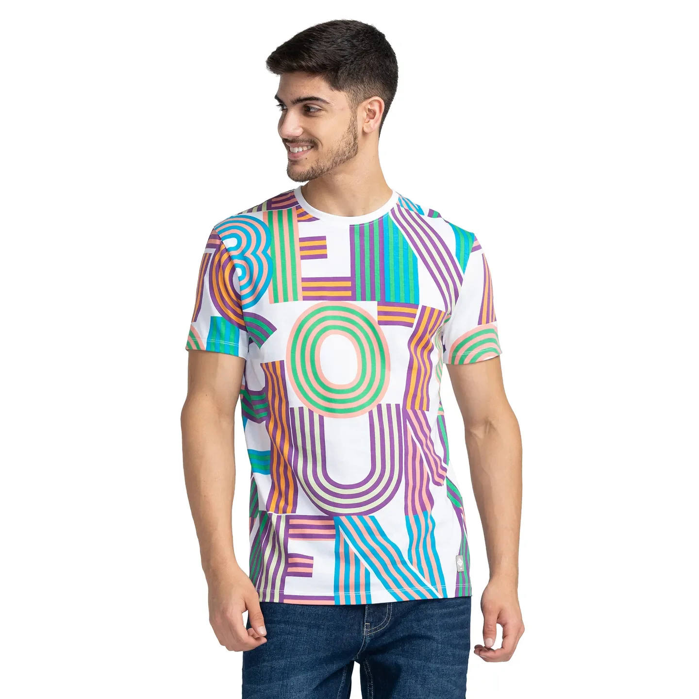 White Regular Fit Round Neck Men's T-Shirt by Being Human Clothing