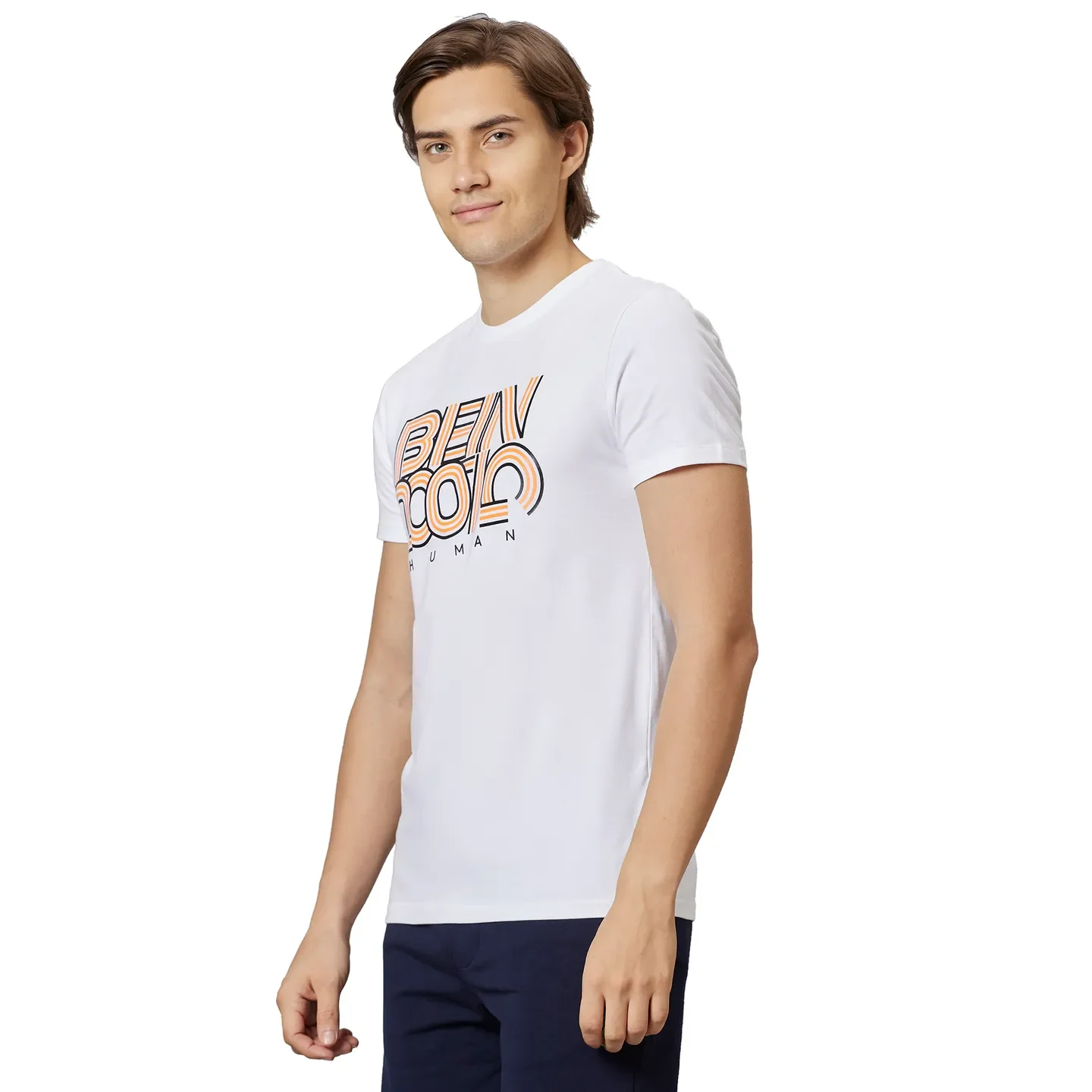 White Regular Fit Round Neck Men's T-Shirt by Being Human Clothing - Image 3