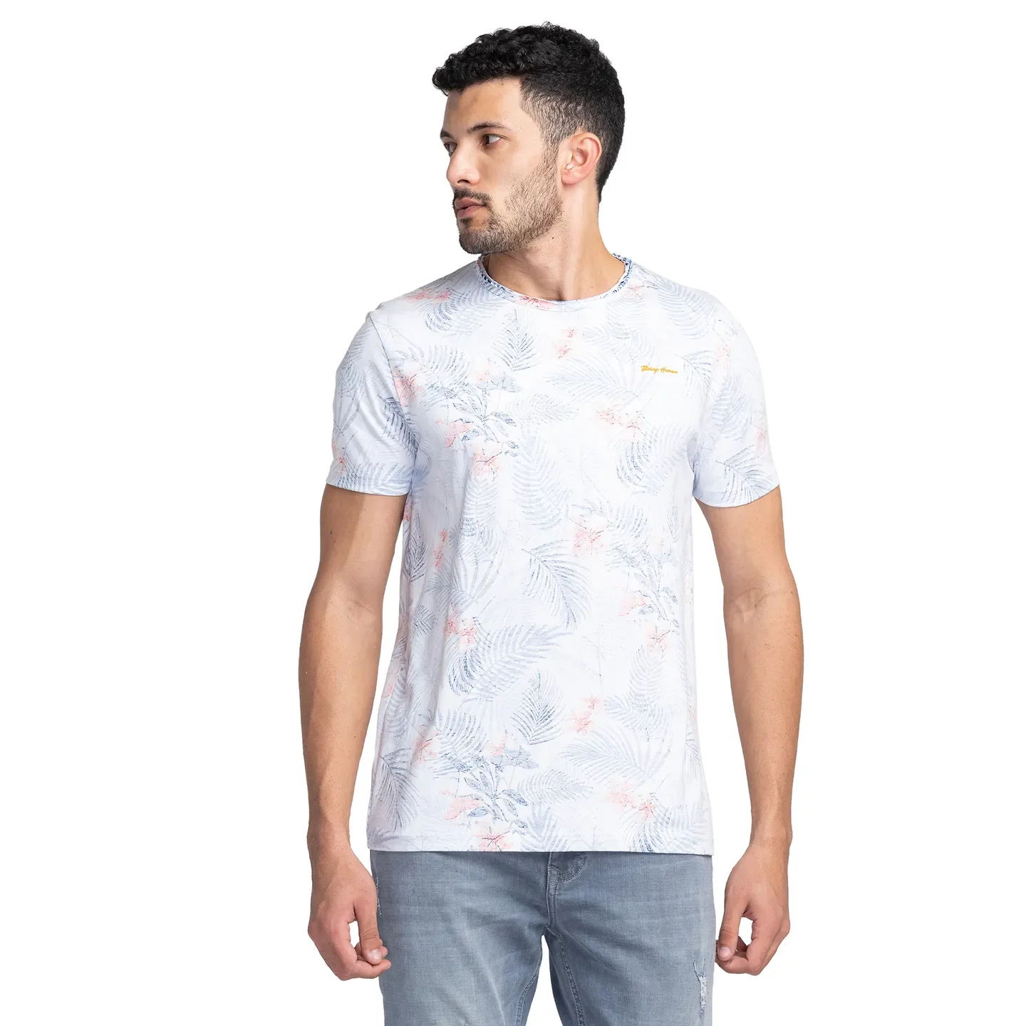 White Regular Fit Round Neck Men's T-Shirt by Being Human Clothing