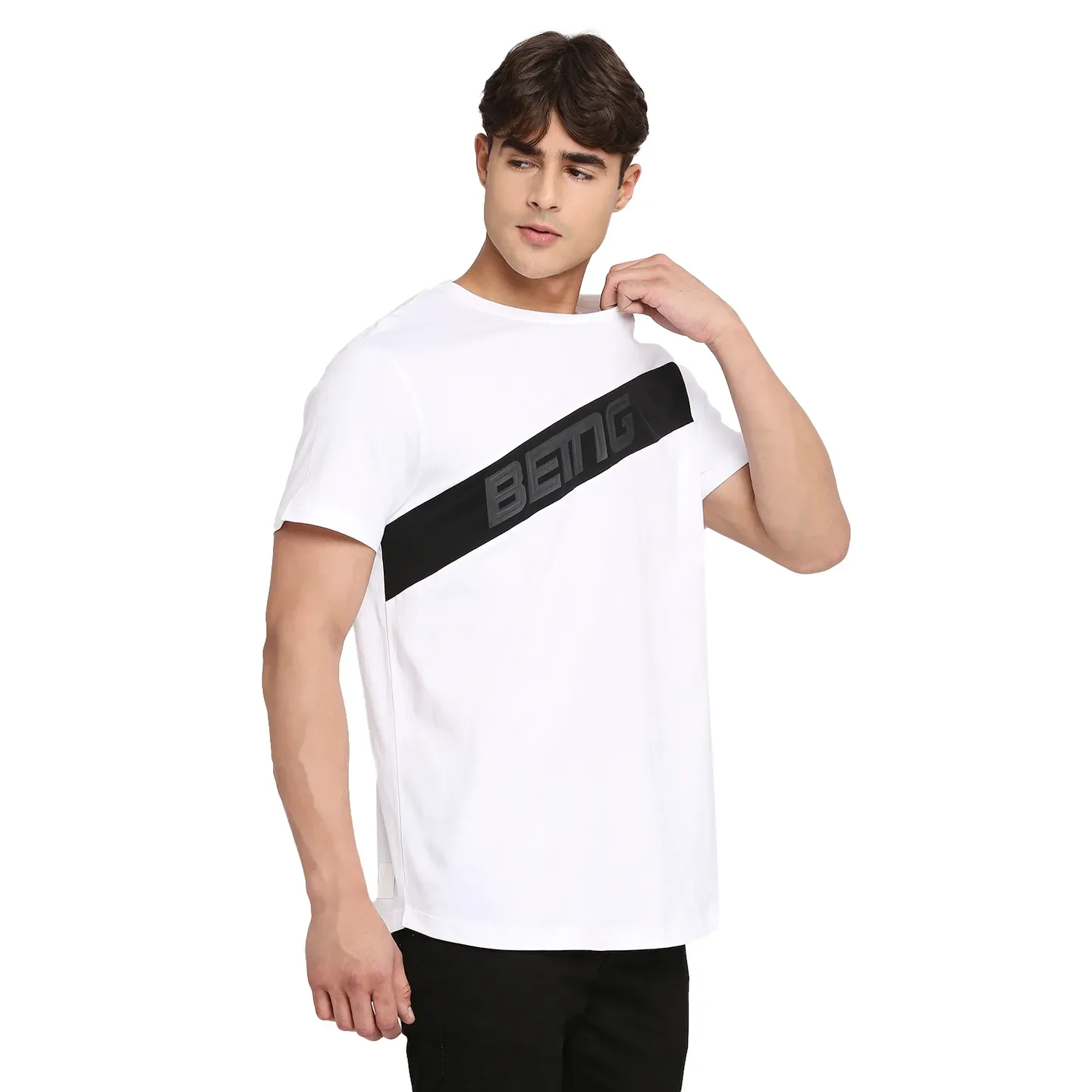 White Regular Fit Round Neck Men's T-Shirt by Being Human Clothing - Image 3
