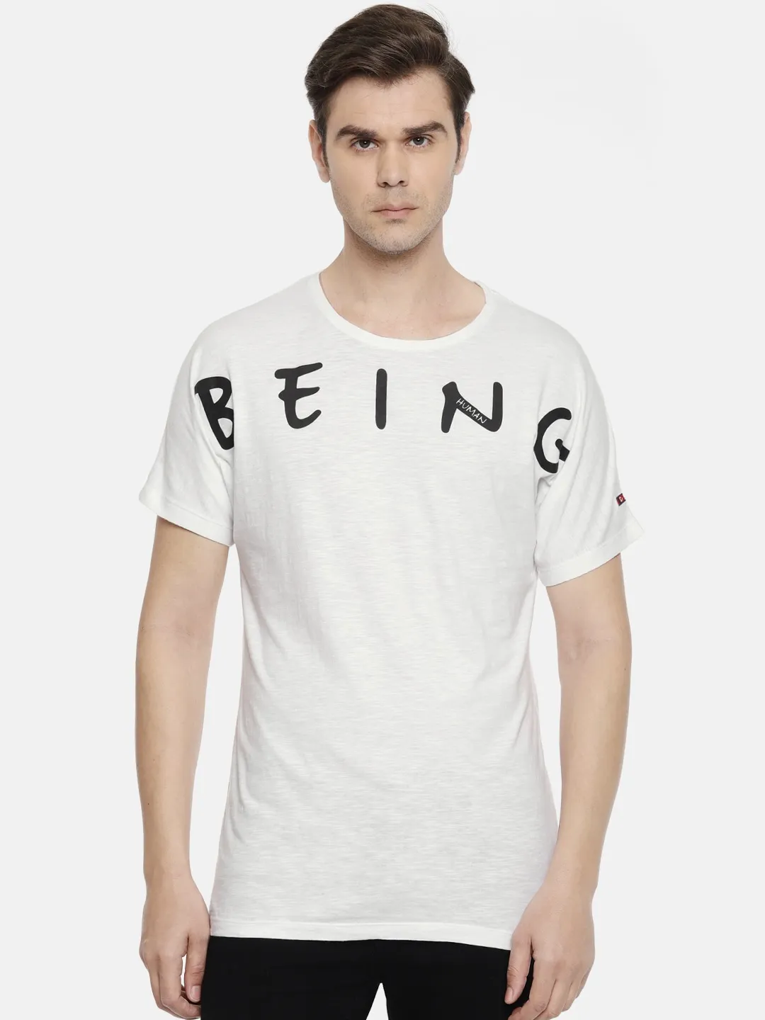 White Regular Fit Men's Short Sleeves T-Shirt by Being Human Clothing