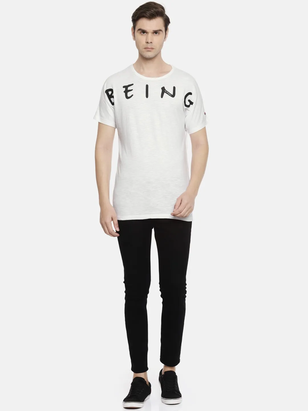 White Regular Fit Men's Short Sleeves T-Shirt by Being Human Clothing - Image 5