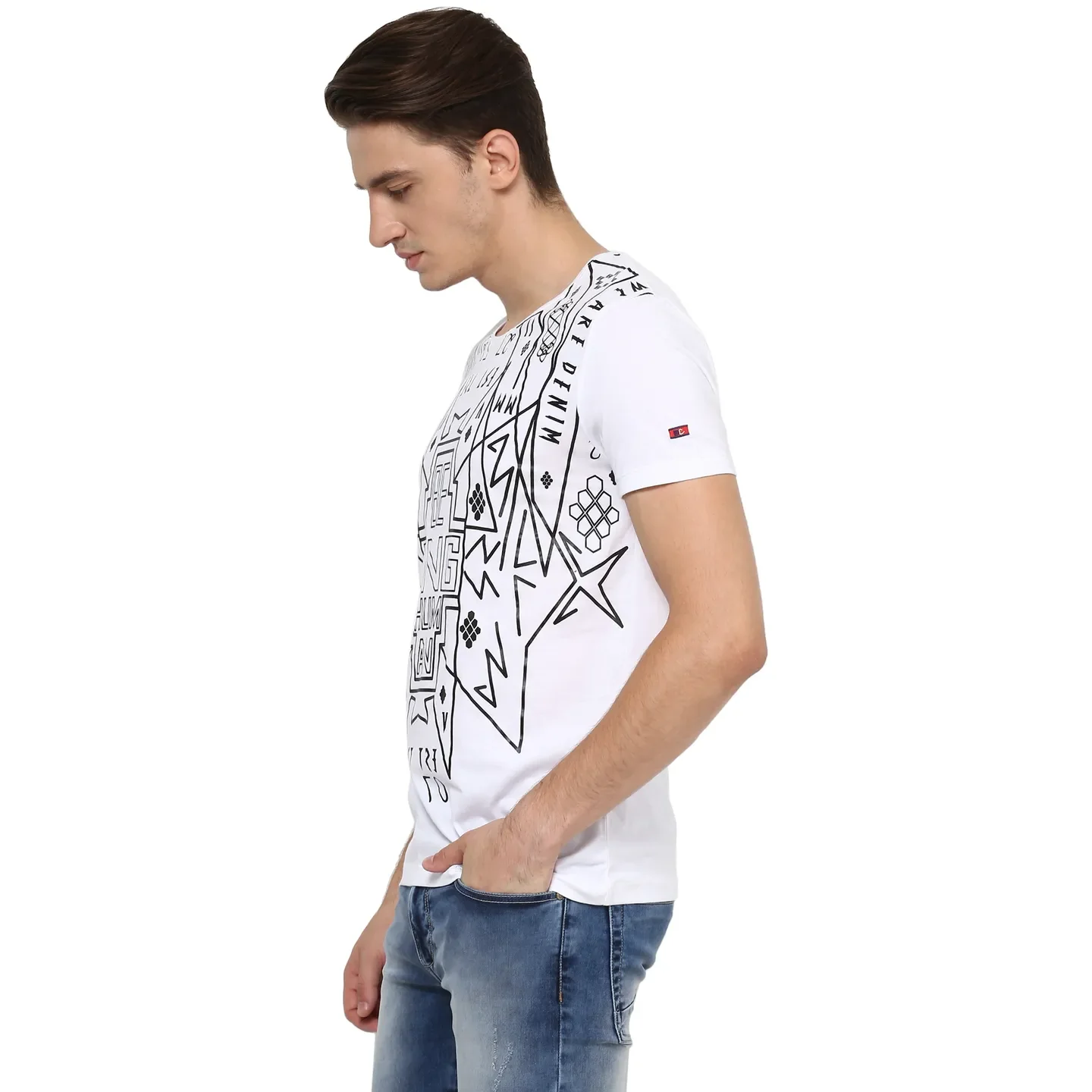 White Regular Fit Men's Short Sleeves T-Shirt by Being Human Clothing - Image 3